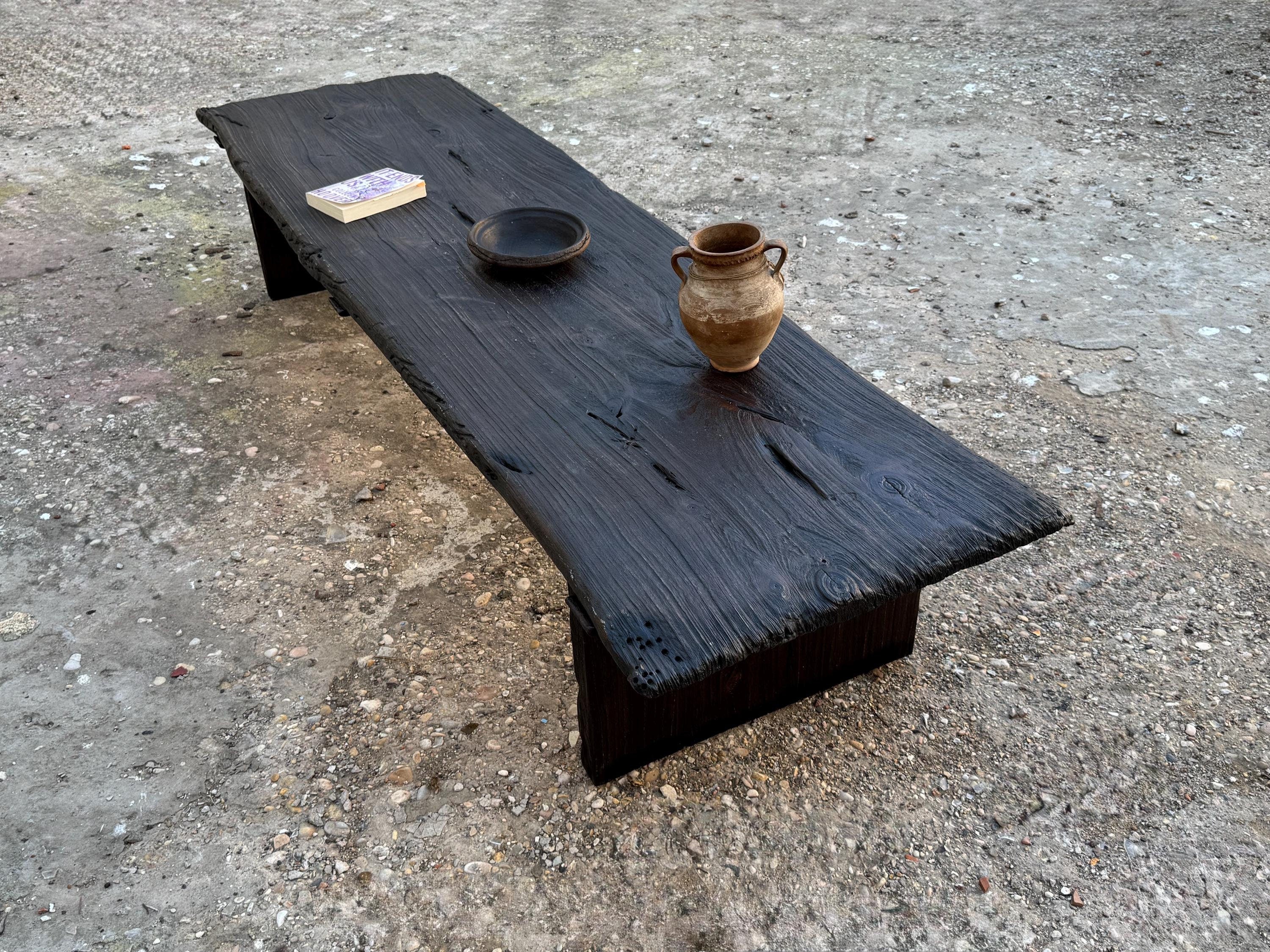 Japanese Style Low Wooden Table – Solid Oak Coffee Table – Minimalist Handmade Furniture