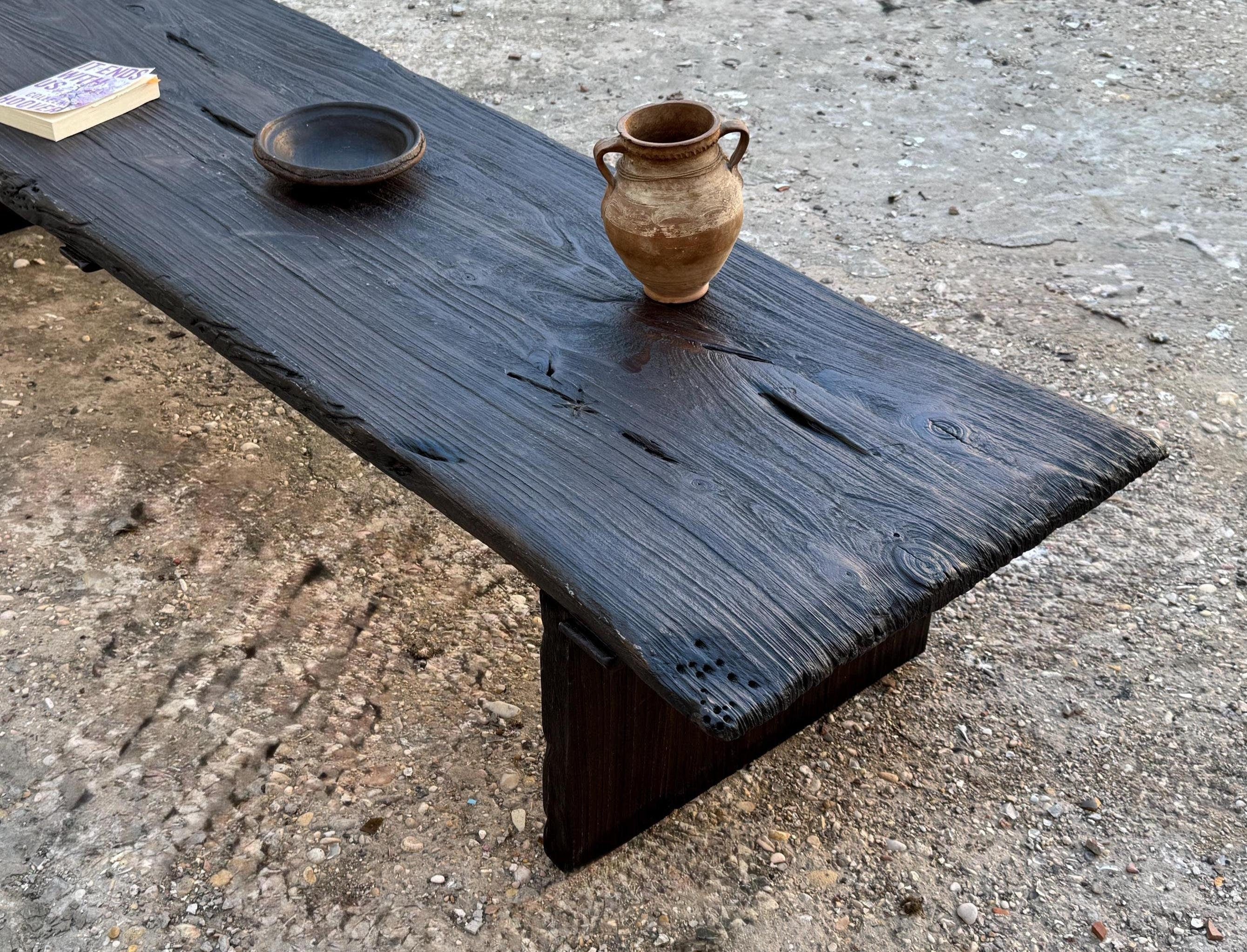 Japanese Style Low Wooden Table – Solid Oak Coffee Table – Minimalist Handmade Furniture