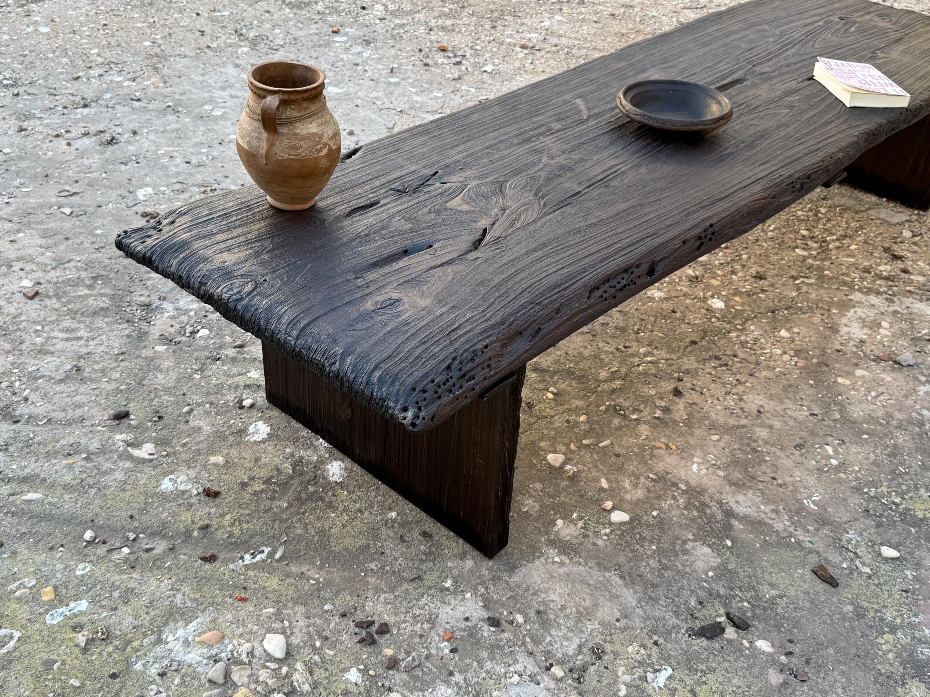 Japanese Style Low Wooden Table – Solid Oak Coffee Table – Minimalist Handmade Furniture