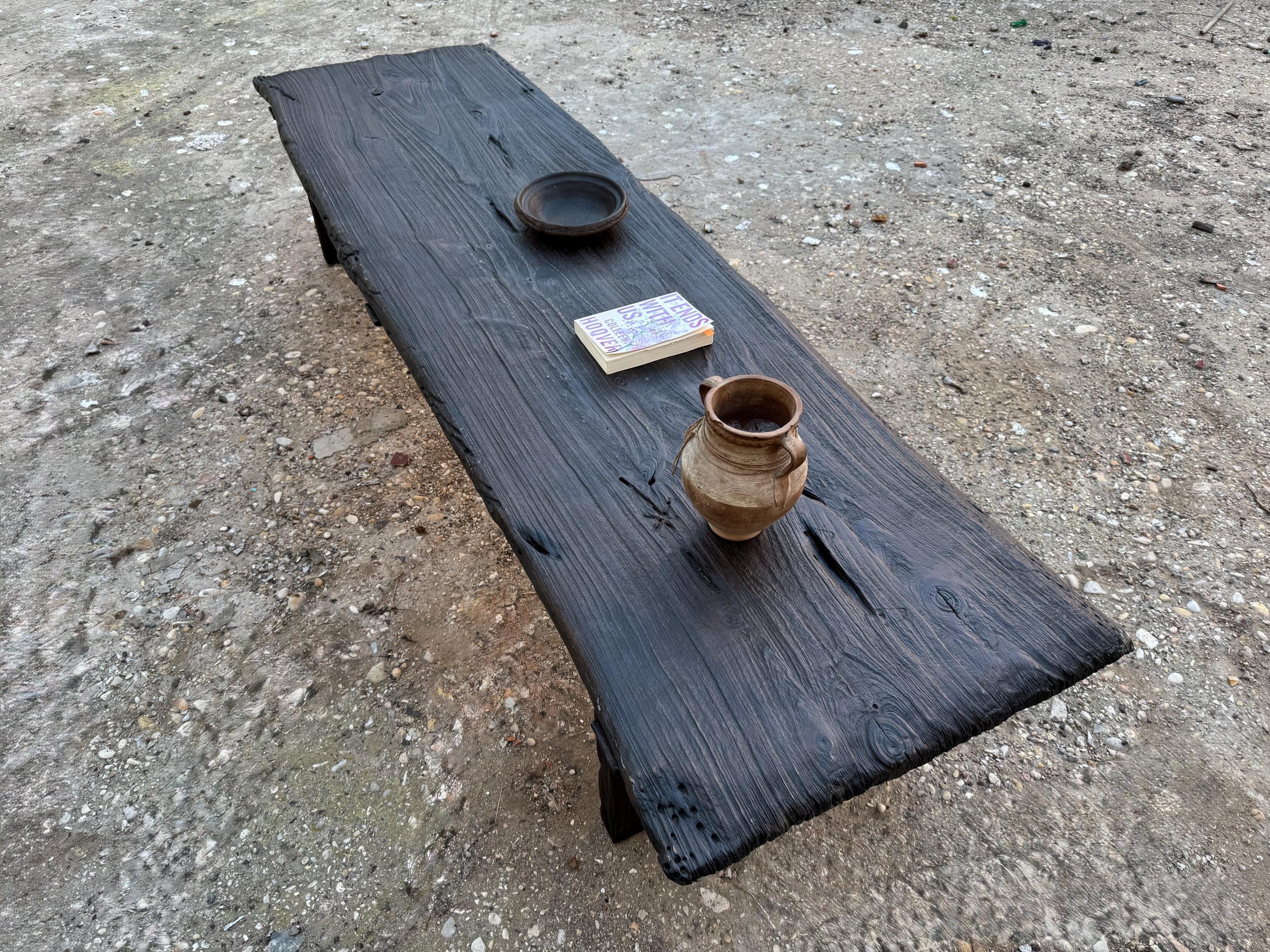 Japanese Style Low Wooden Table – Solid Oak Coffee Table – Minimalist Handmade Furniture