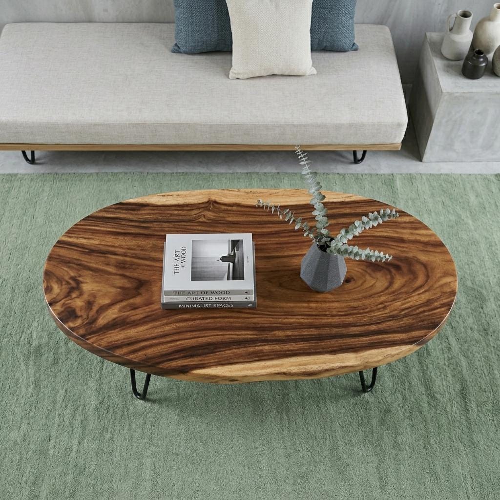 Live Edge Coffee Table, Rustic Solid Wood Table for Natural Farmhouse Living Room - WCT0017