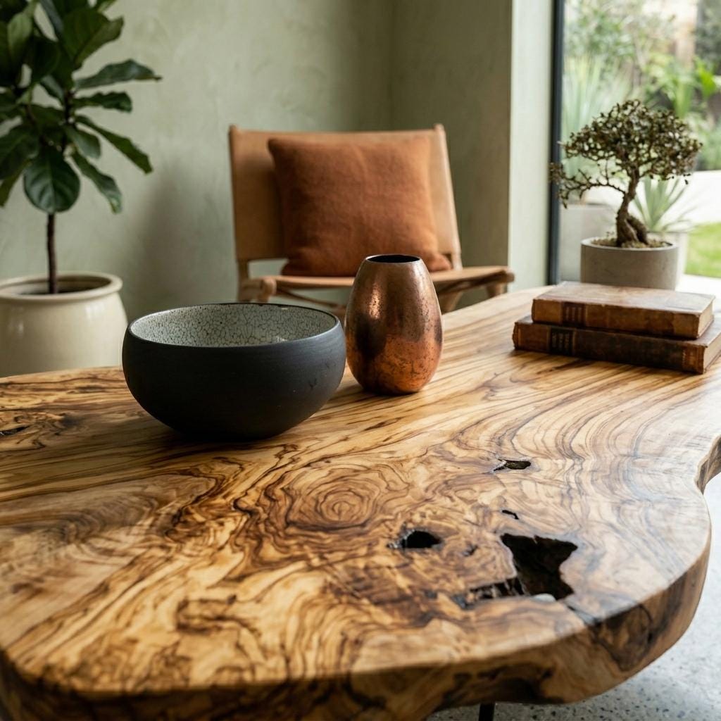 Live Edge Coffee Table, Rustic Solid Wood Table for Natural Farmhouse Living Room - WCT0014