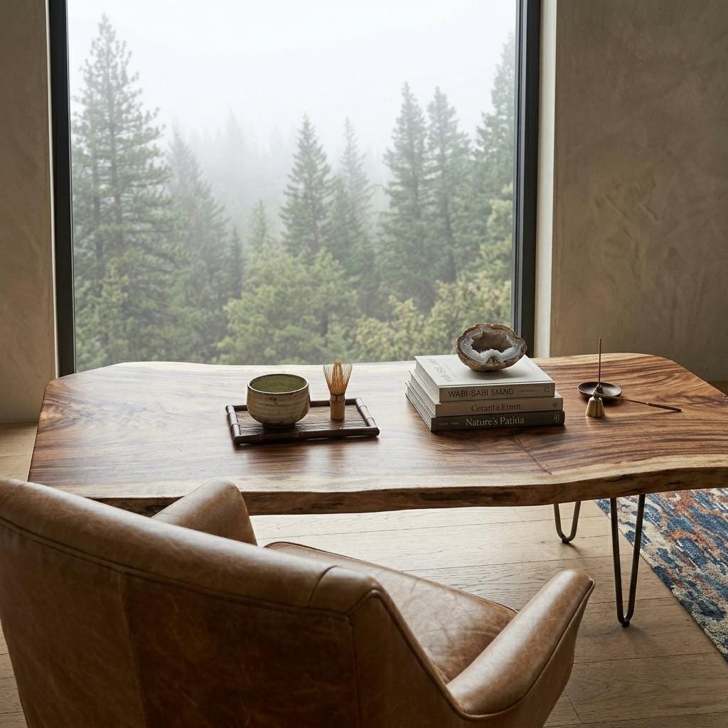Live Edge Coffee Table, Rustic Solid Wood Table for Natural Farmhouse Living Room - WCT0026