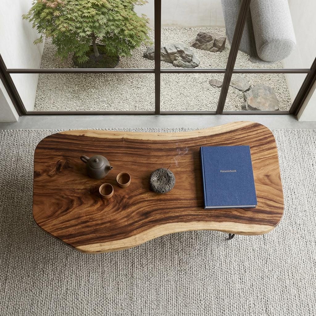 Live Edge Coffee Table, Rustic Solid Wood Table for Natural Farmhouse Living Room - WCT0010