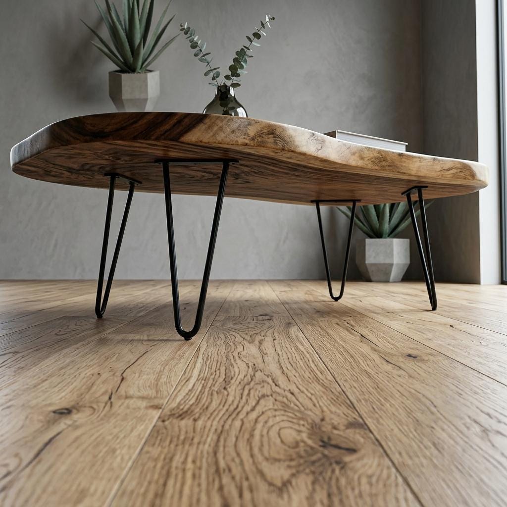 Live Edge Coffee Table, Rustic Solid Wood Table for Natural Farmhouse Living Room - WCT0024