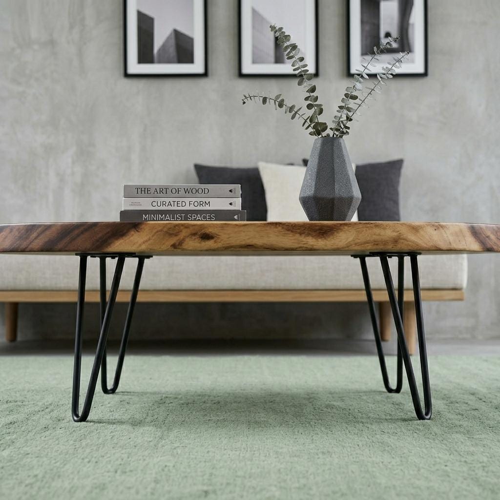 Live Edge Coffee Table, Rustic Solid Wood Table for Natural Farmhouse Living Room - WCT0017