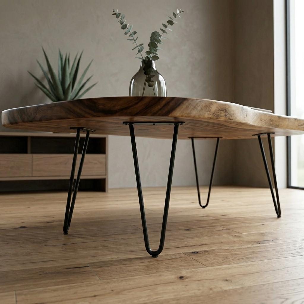 Live Edge Coffee Table, Rustic Solid Wood Table for Natural Farmhouse Living Room - WCT0024