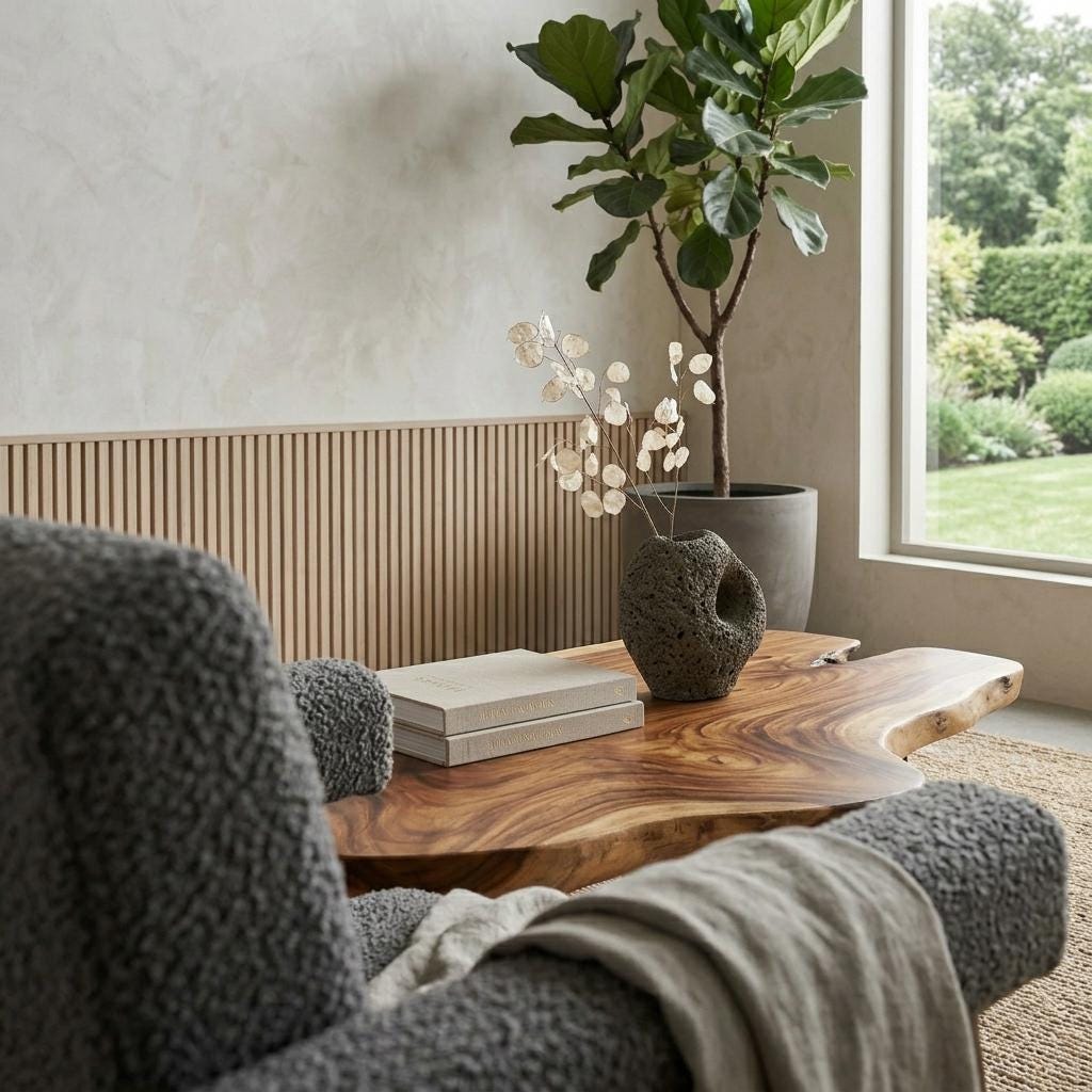 Live Edge Coffee Table, Rustic Solid Wood Table for Natural Farmhouse Living Room - WCT0018