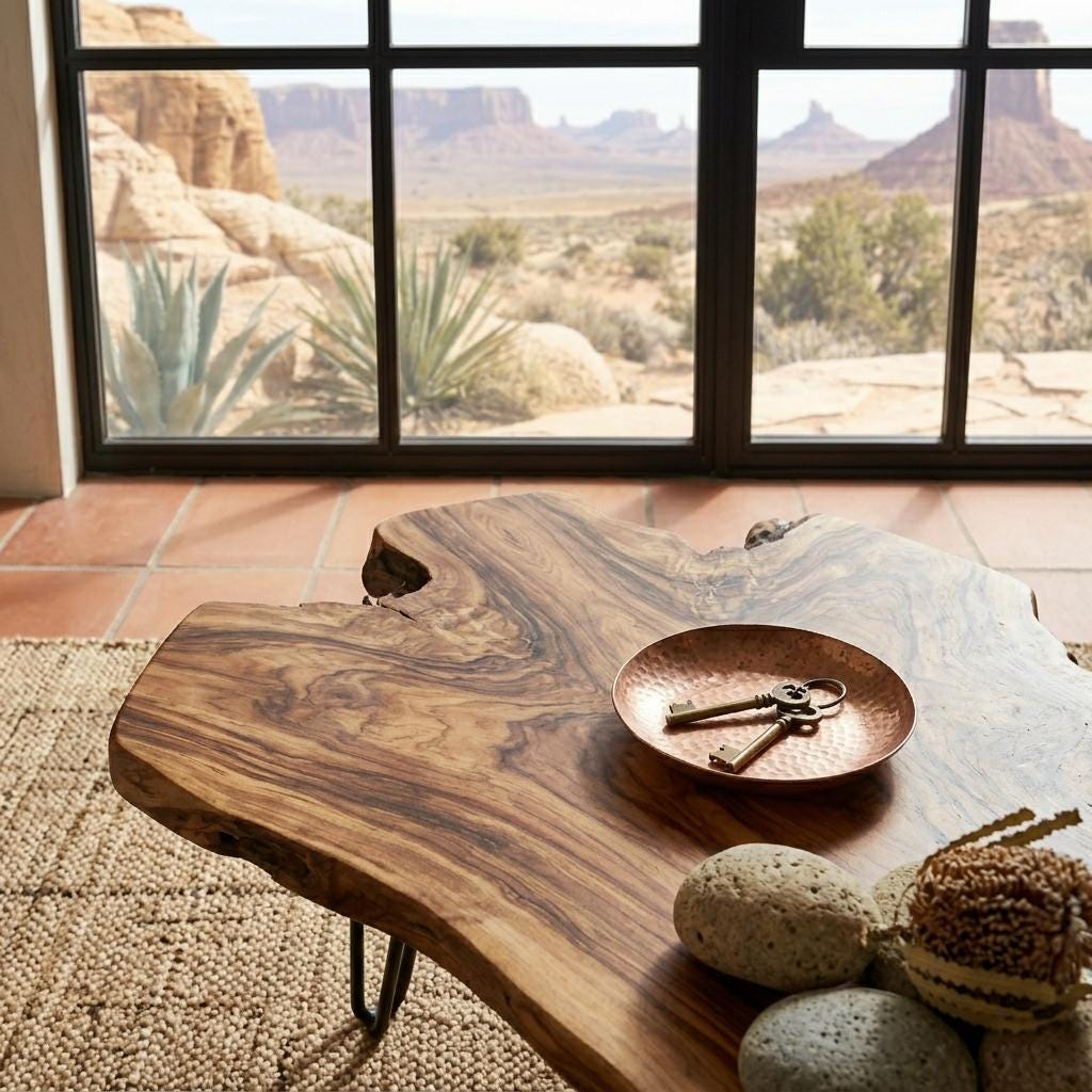 Live Edge Coffee Table, Rustic Solid Wood Table for Natural Farmhouse Living Room - WCT0030