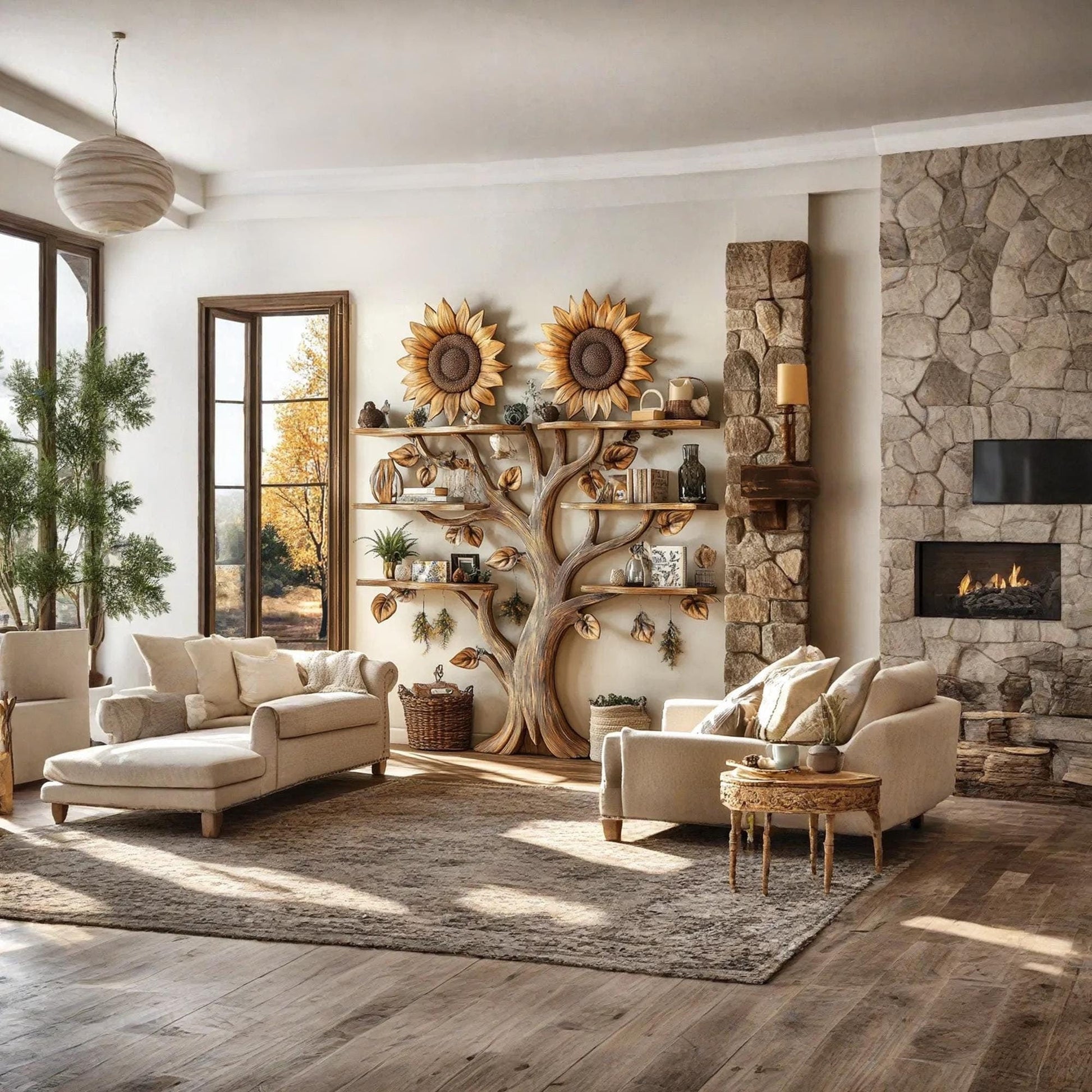 Handmade Tree Branch Bookshelf: Wooden Floating Wall Shelves