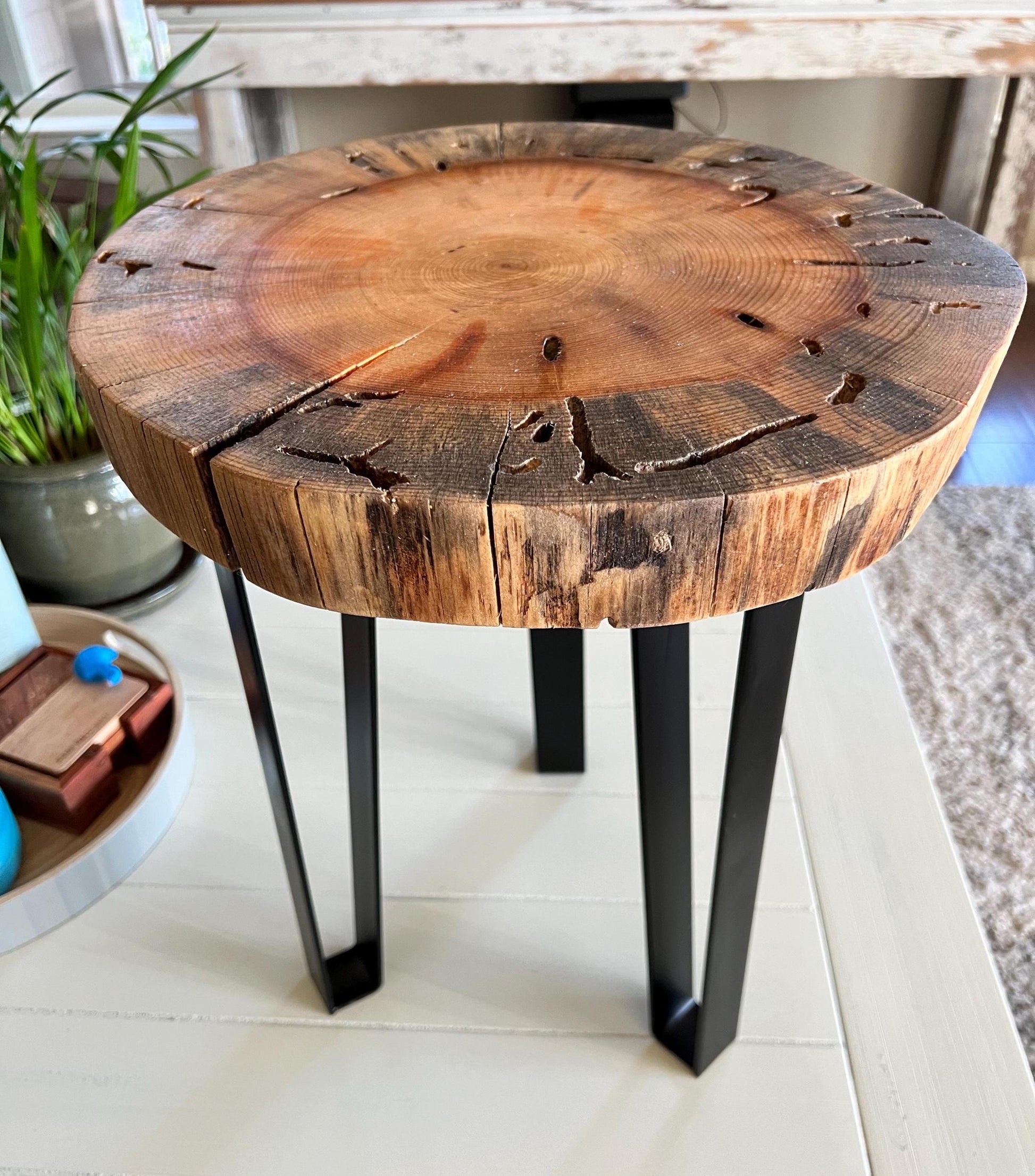 Live Edge Pine Table, Stool, Stand