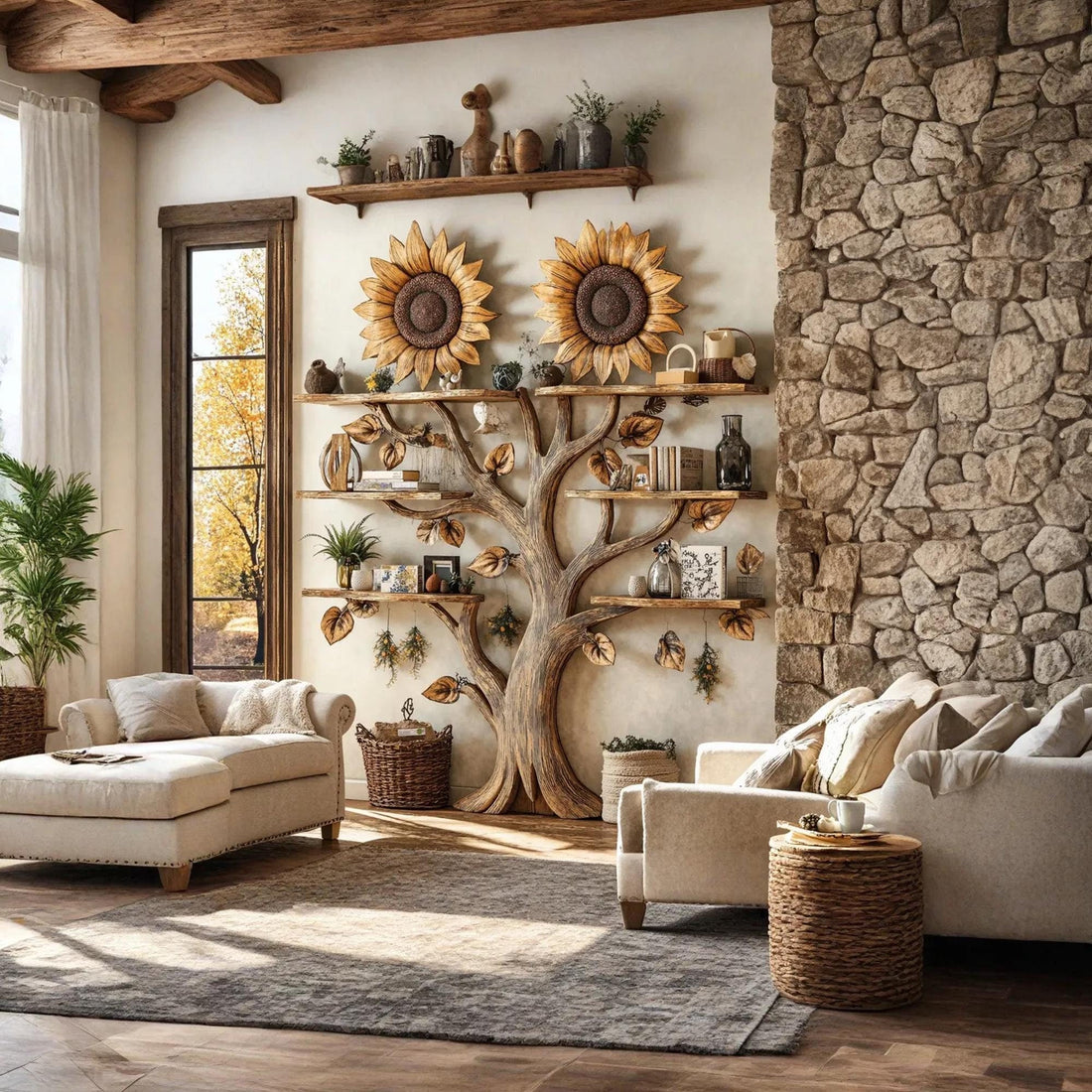 Handmade Tree Branch Bookshelf: Wooden Floating Wall Shelves