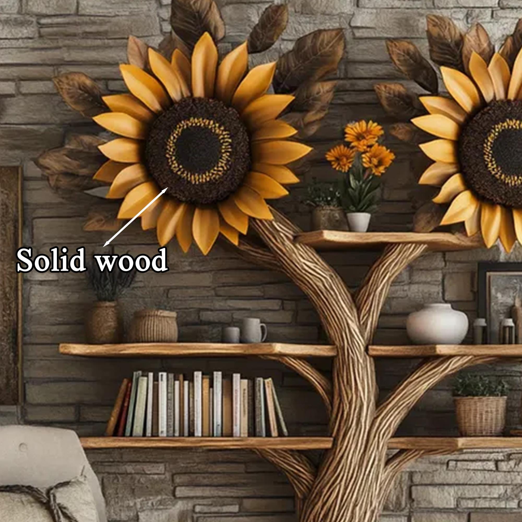 Handmade Tree Branch Bookshelf: Solid Wood, Custom Corner Bookcase