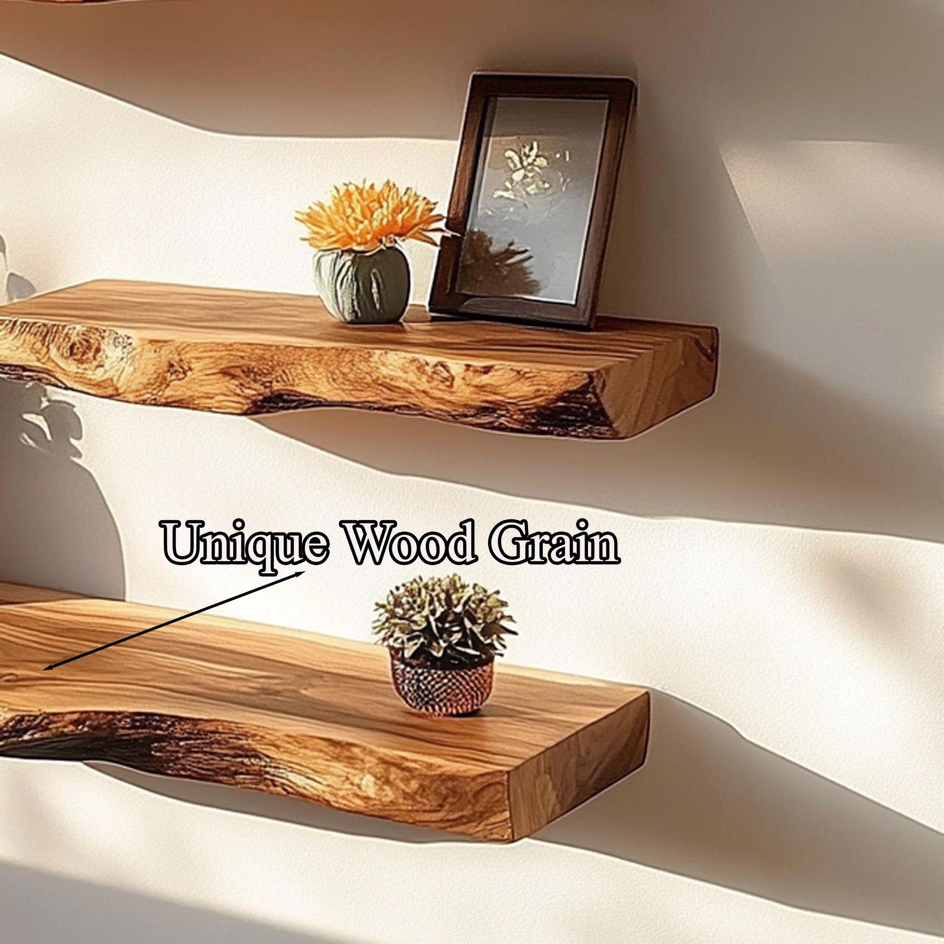 Rustic Live Edge Wood Floating Corner Shelf