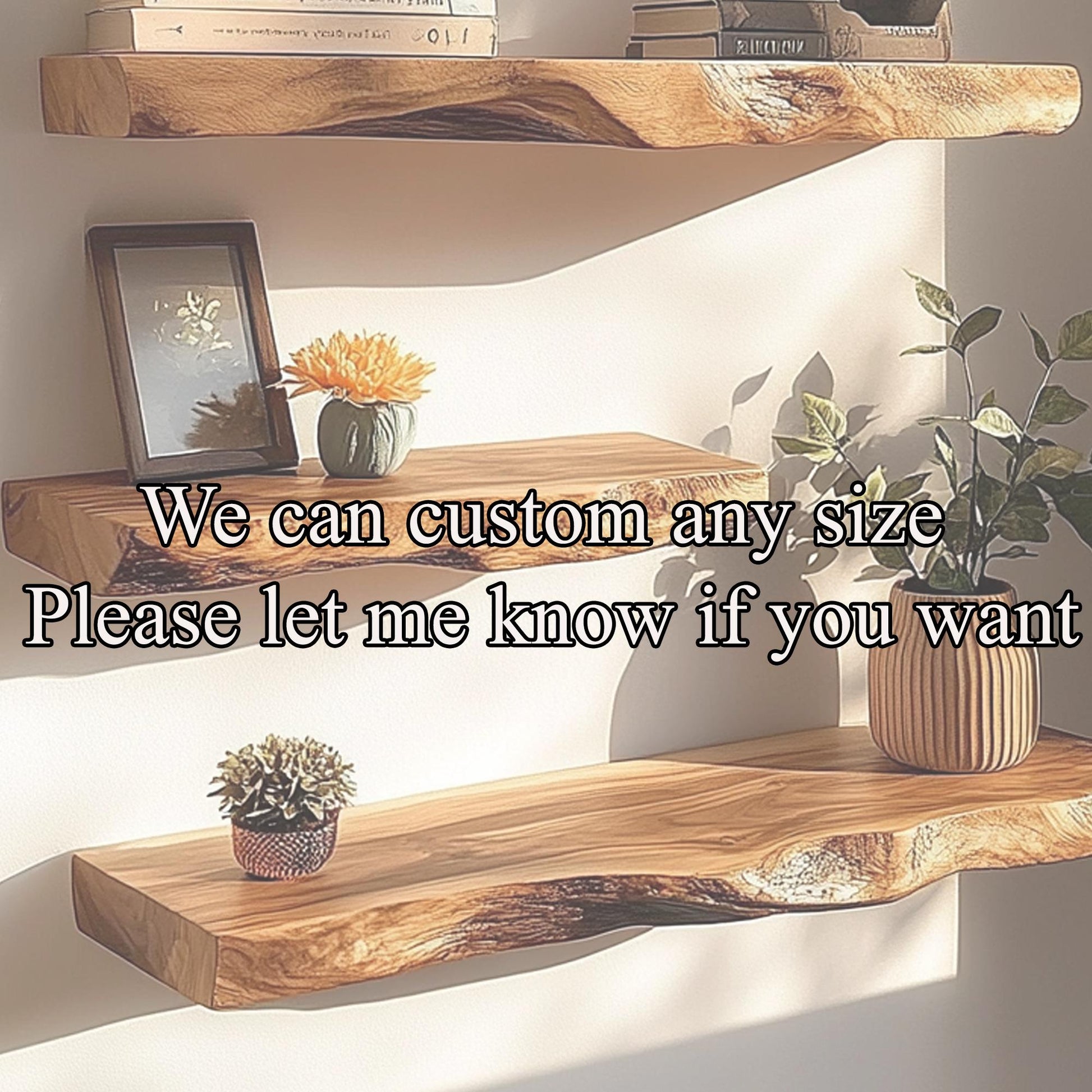 Rustic Live Edge Wood Floating Corner Shelf