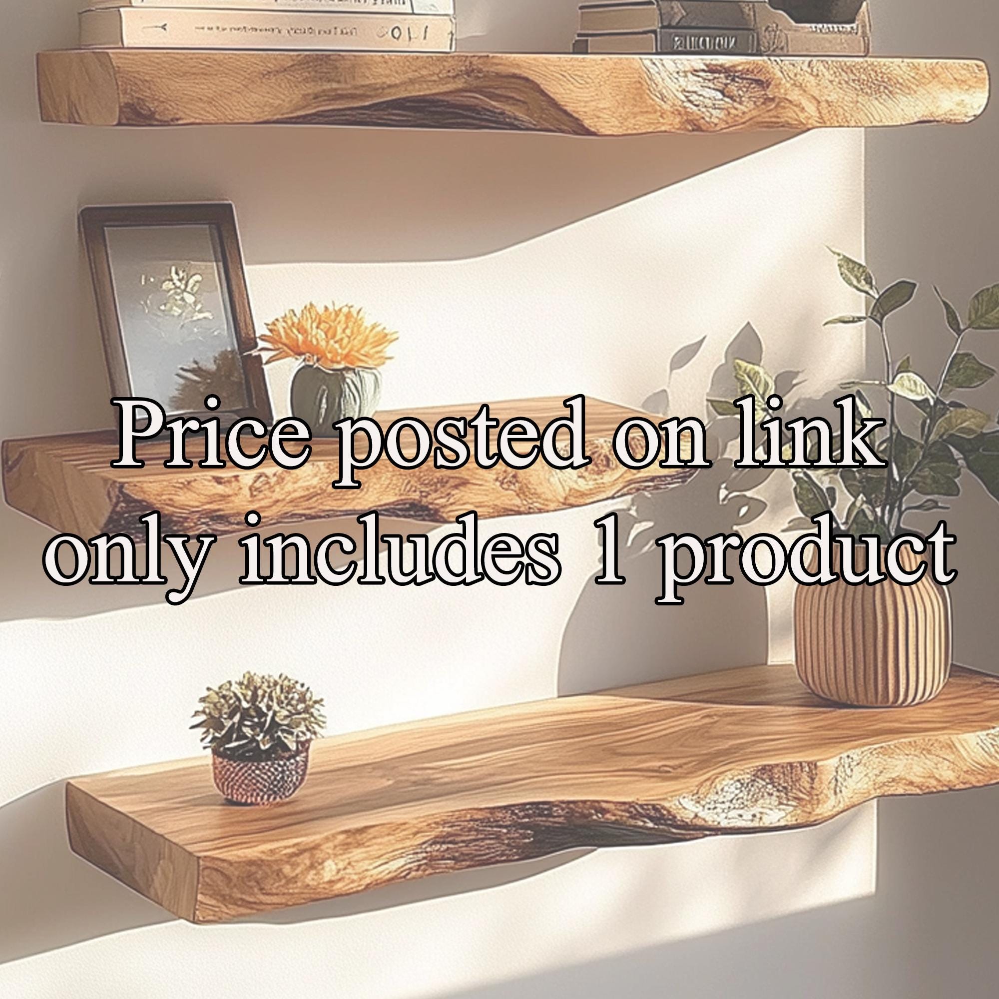 Rustic Live Edge Wood Floating Corner Shelf