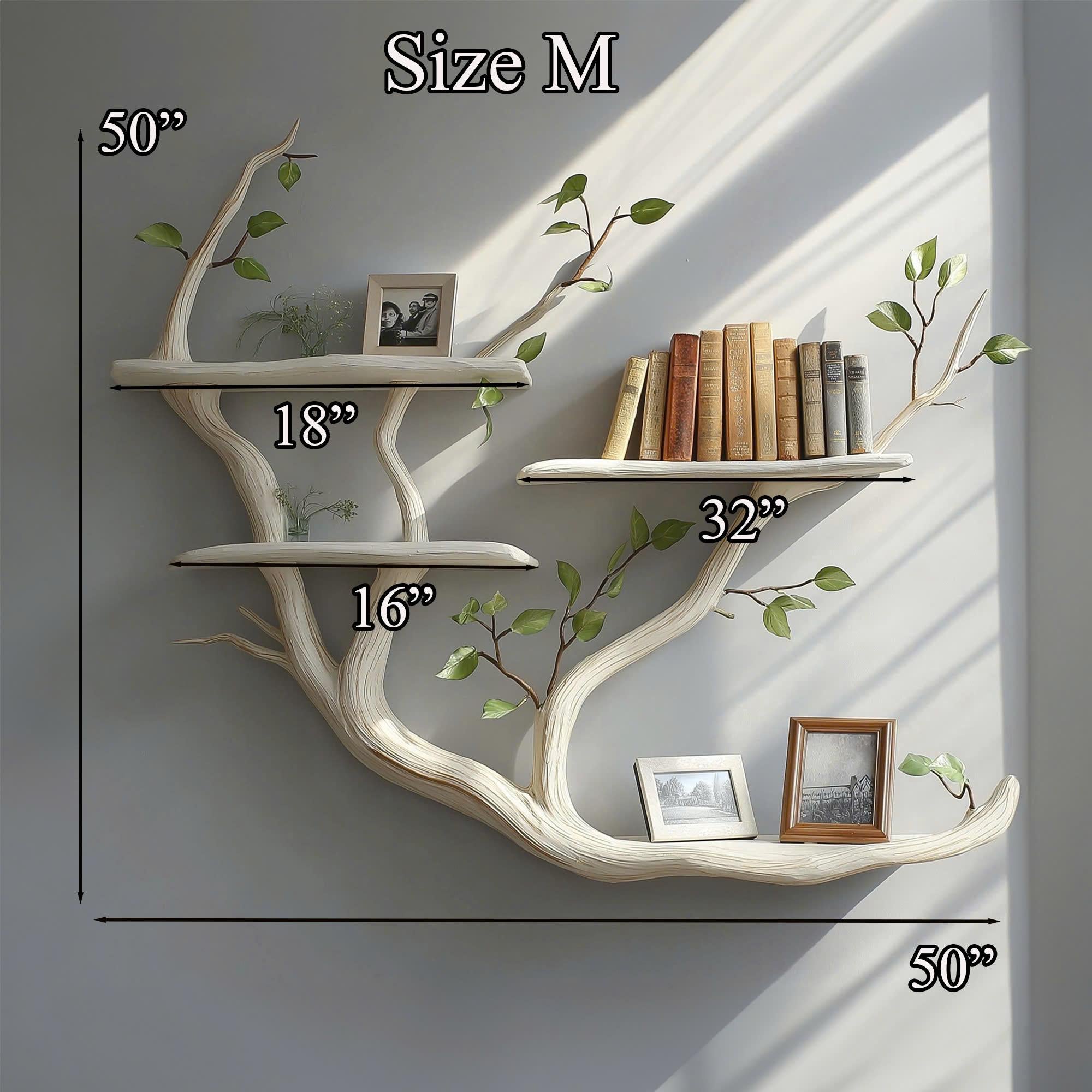 Handmade Tree Branch Bookshelf - Rustic Wood Floating Wall Shelf