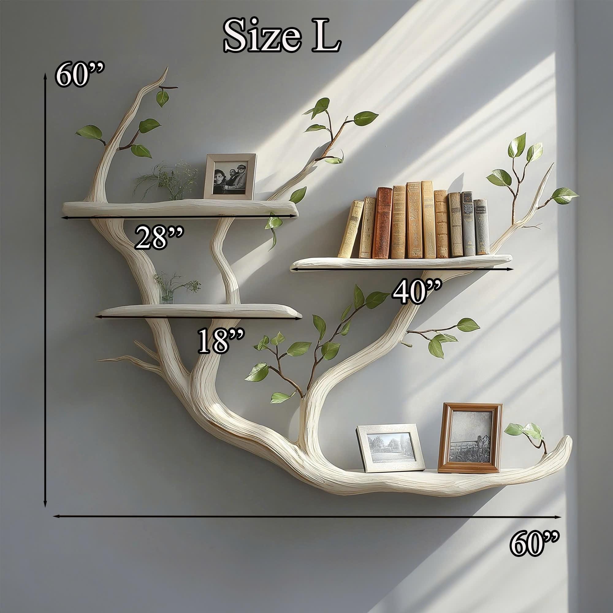 Handmade Tree Branch Bookshelf - Rustic Wood Floating Wall Shelf