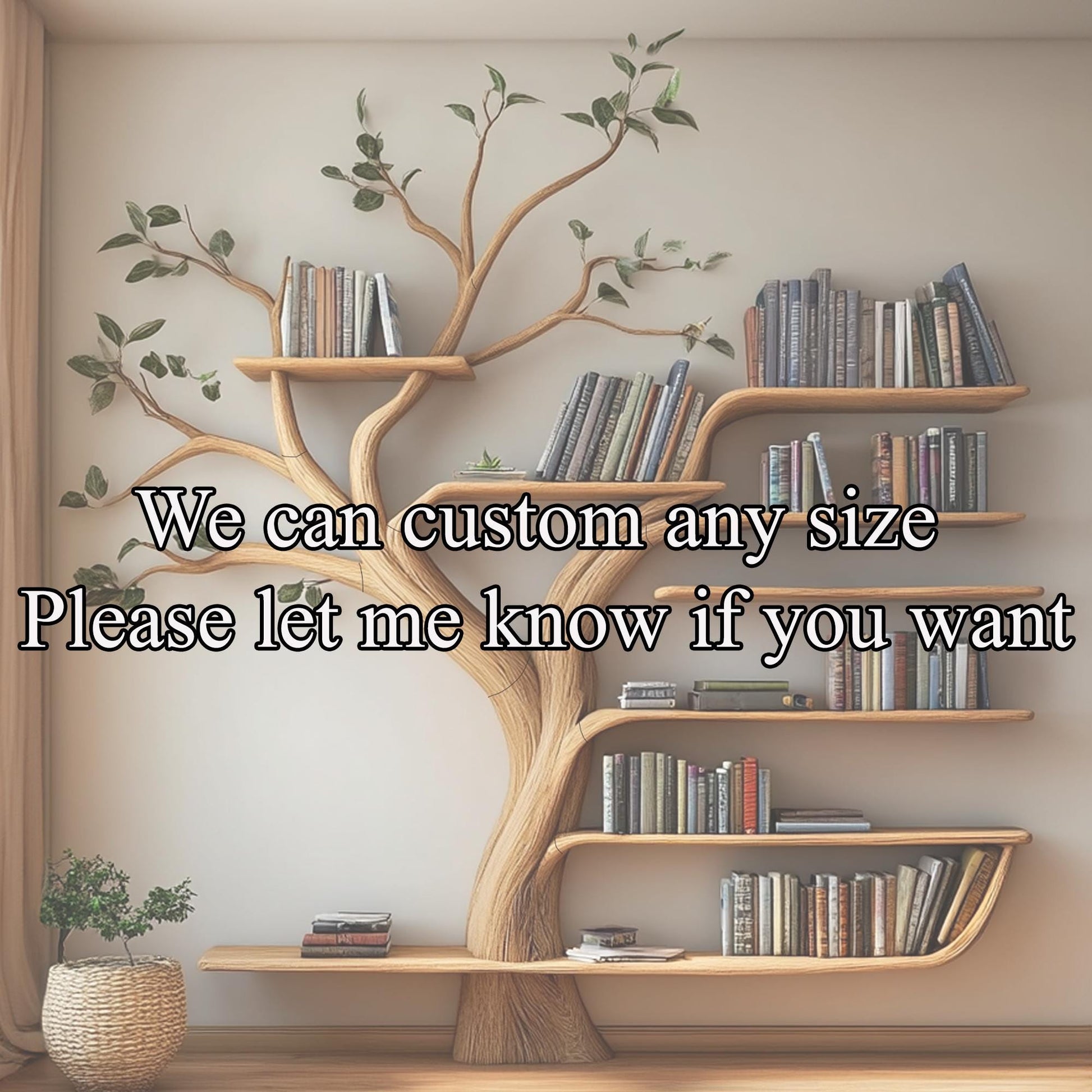 Handmade Tree Branch Bookshelf: Floating Book Holder, Living Room Decor