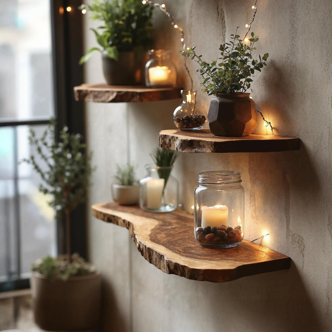 Floating shelf on wall rustic wooden shelf for vinyl records bar shelves for wall live edge shelf in Bathroom kitchen and living room