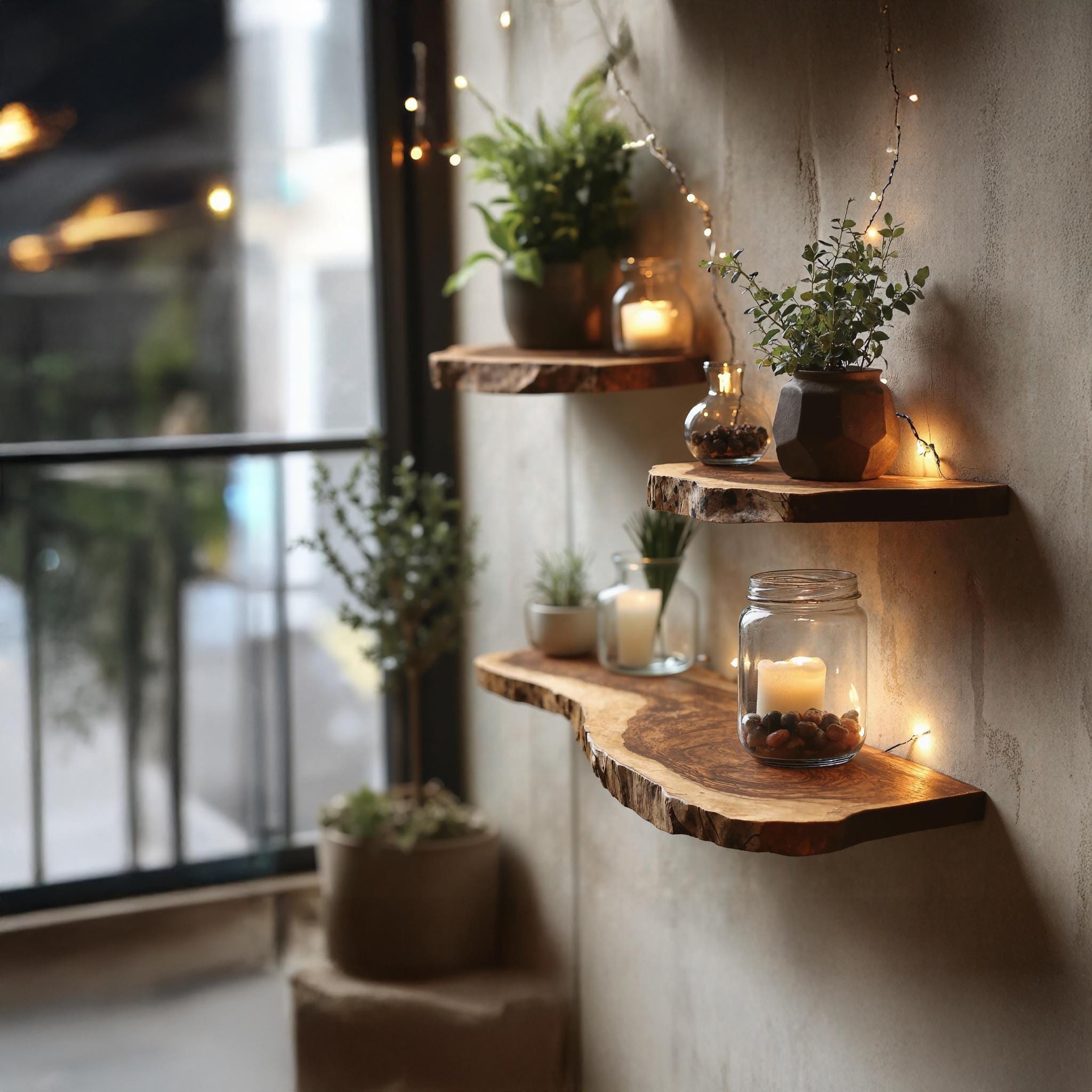 Floating shelf on wall rustic wooden shelf for vinyl records bar shelves for wall live edge shelf in Bathroom kitchen and living room