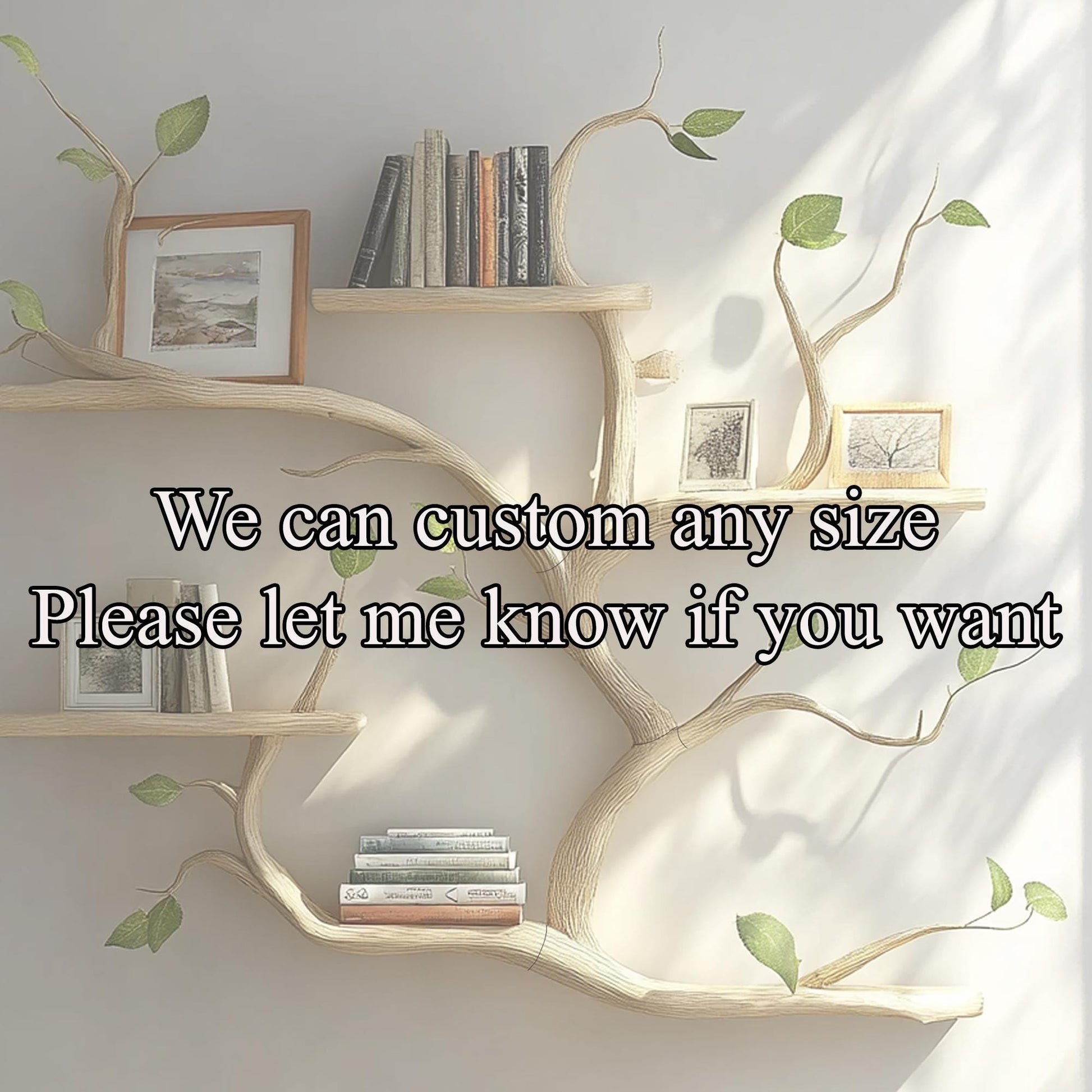 Handmade Tree Branch Bookshelf - Solid Wood Floating Wall Shelves