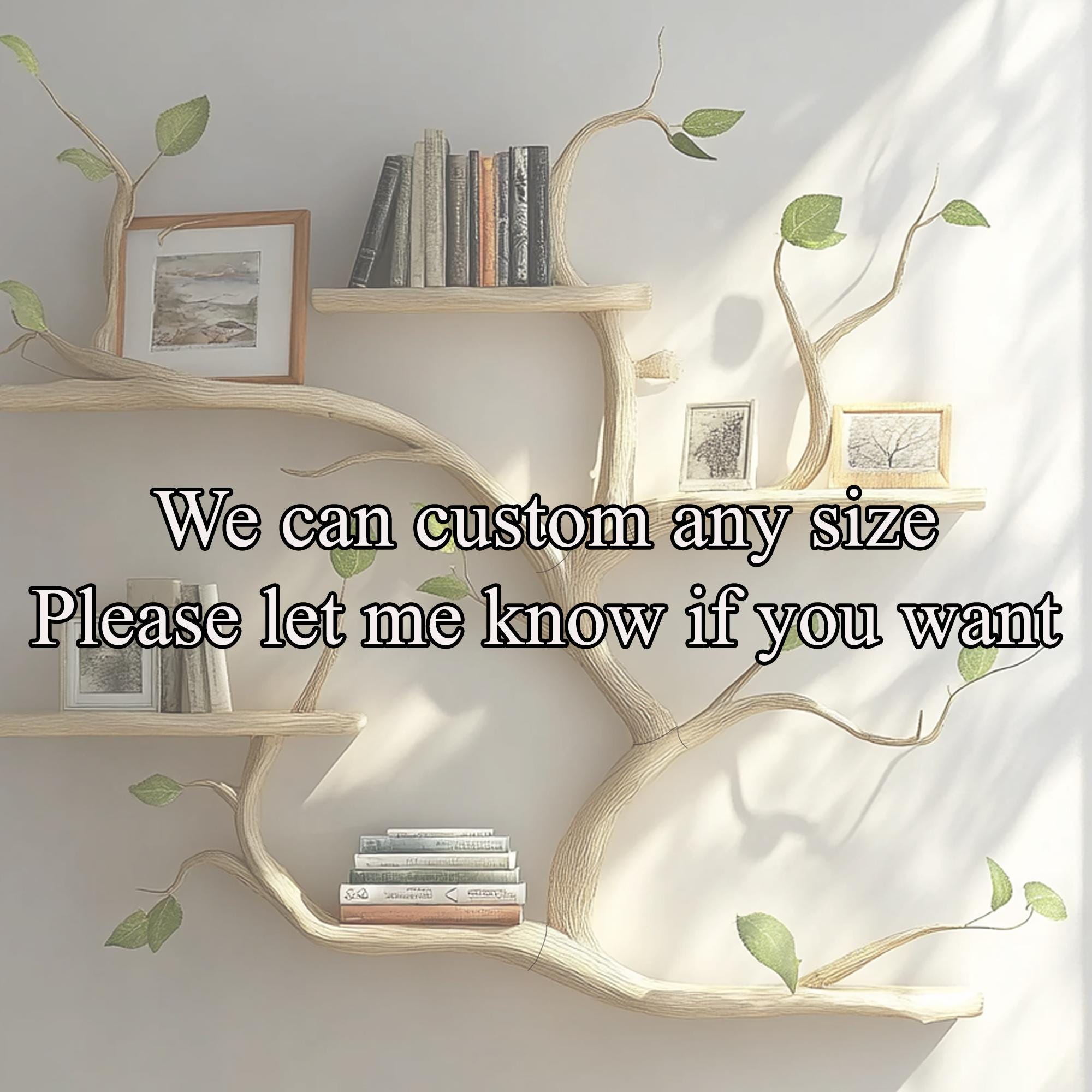 Handmade Tree Branch Bookshelf - Solid Wood Floating Wall Shelves