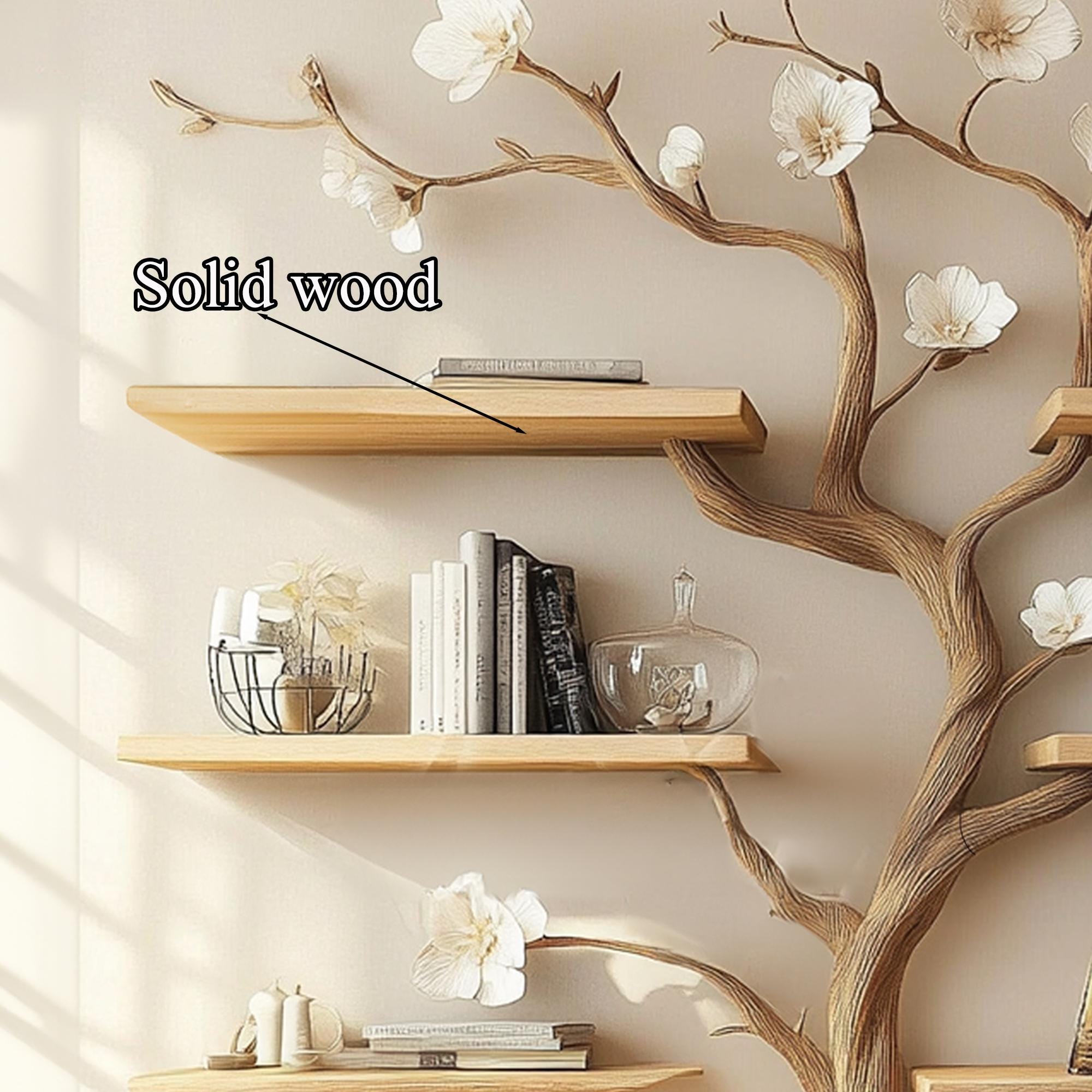 Handcrafted Wooden Tree Bookshelf – Rustic Branch Design, Home Decor