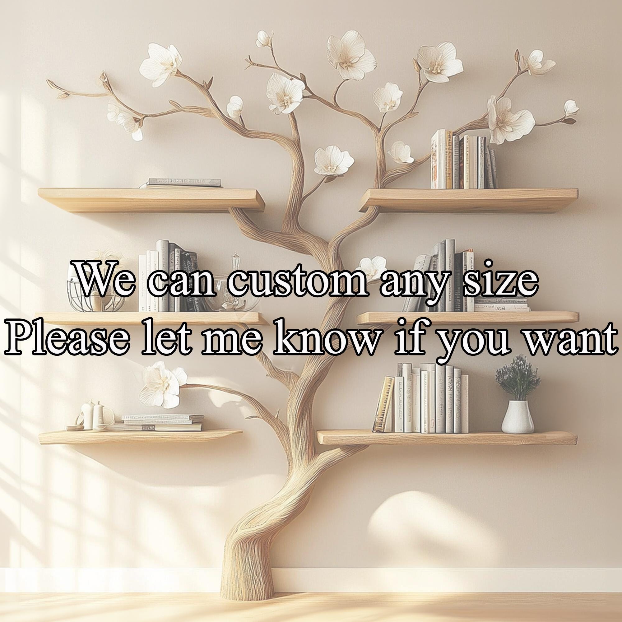 Handcrafted Wooden Tree Bookshelf – Rustic Branch Design, Home Decor