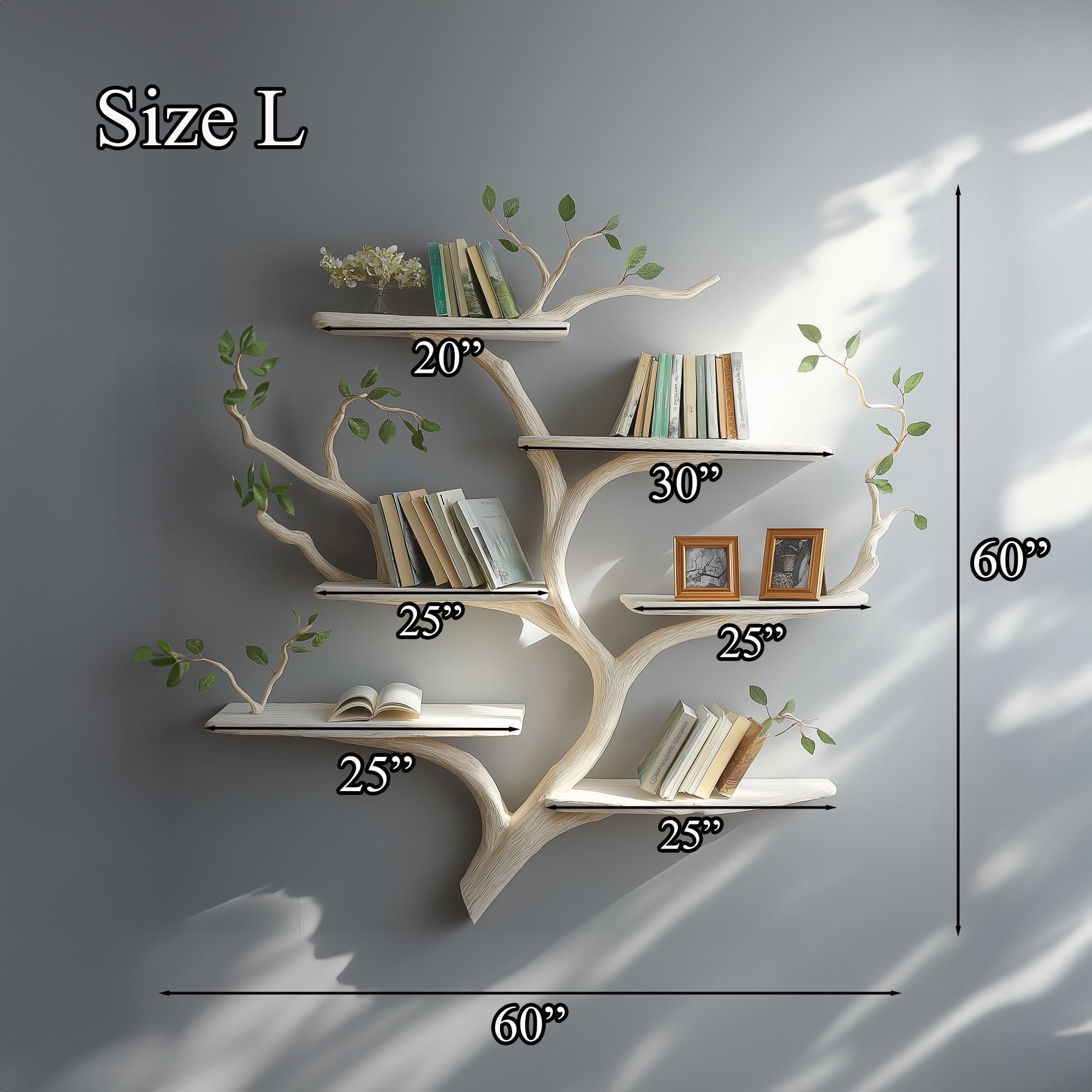 Handmade Tree Branch Bookshelf - Rustic Wall Mounted Display Shelf