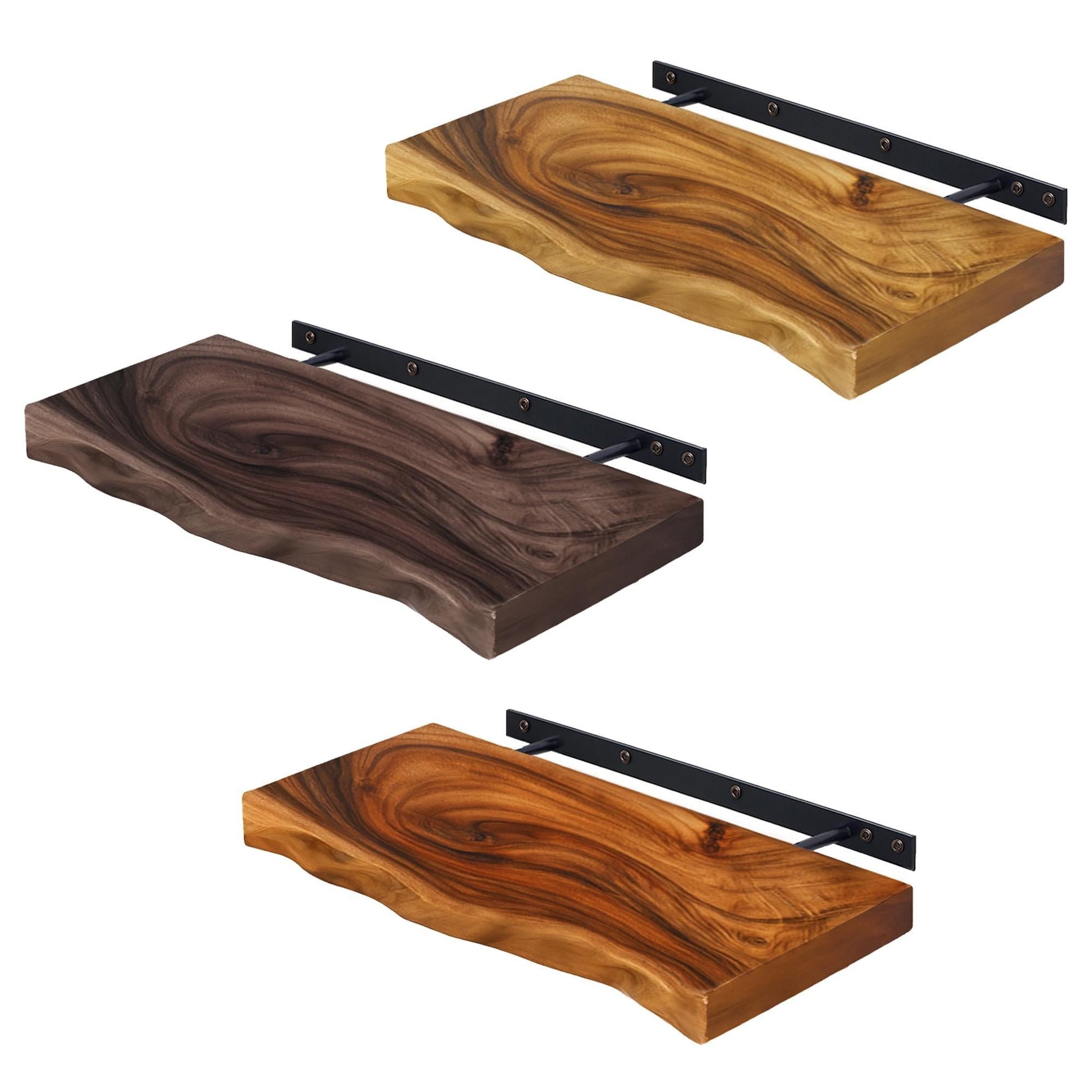 Rustic Live Edge Wood Floating Corner Shelf