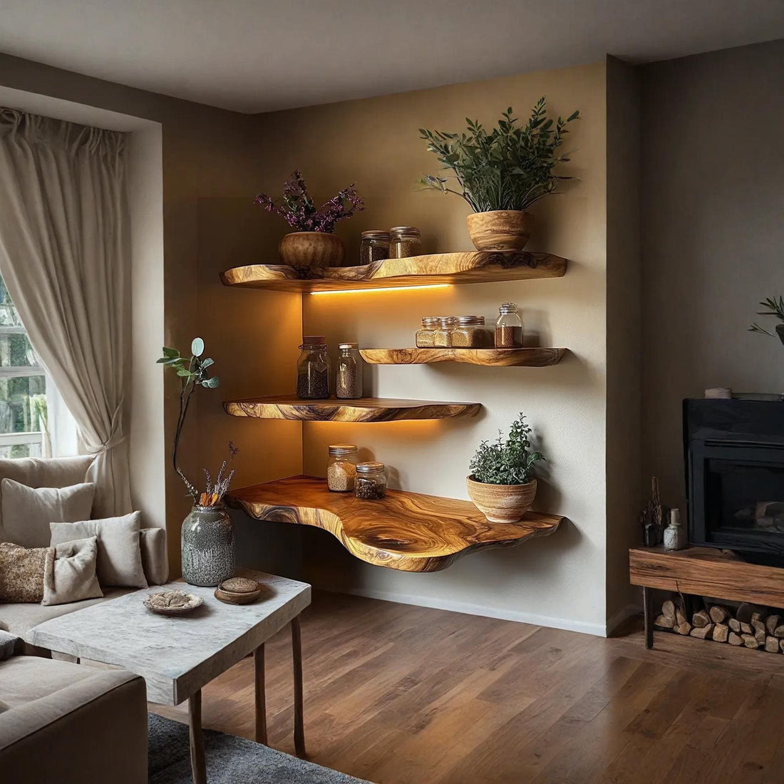 Live Edge Floating Shelves Walnut Shelves Flar Edge Shelf, Bathroom Wood Shelves Bedroom Shelves Wood Shelves Decor Home Gift Her