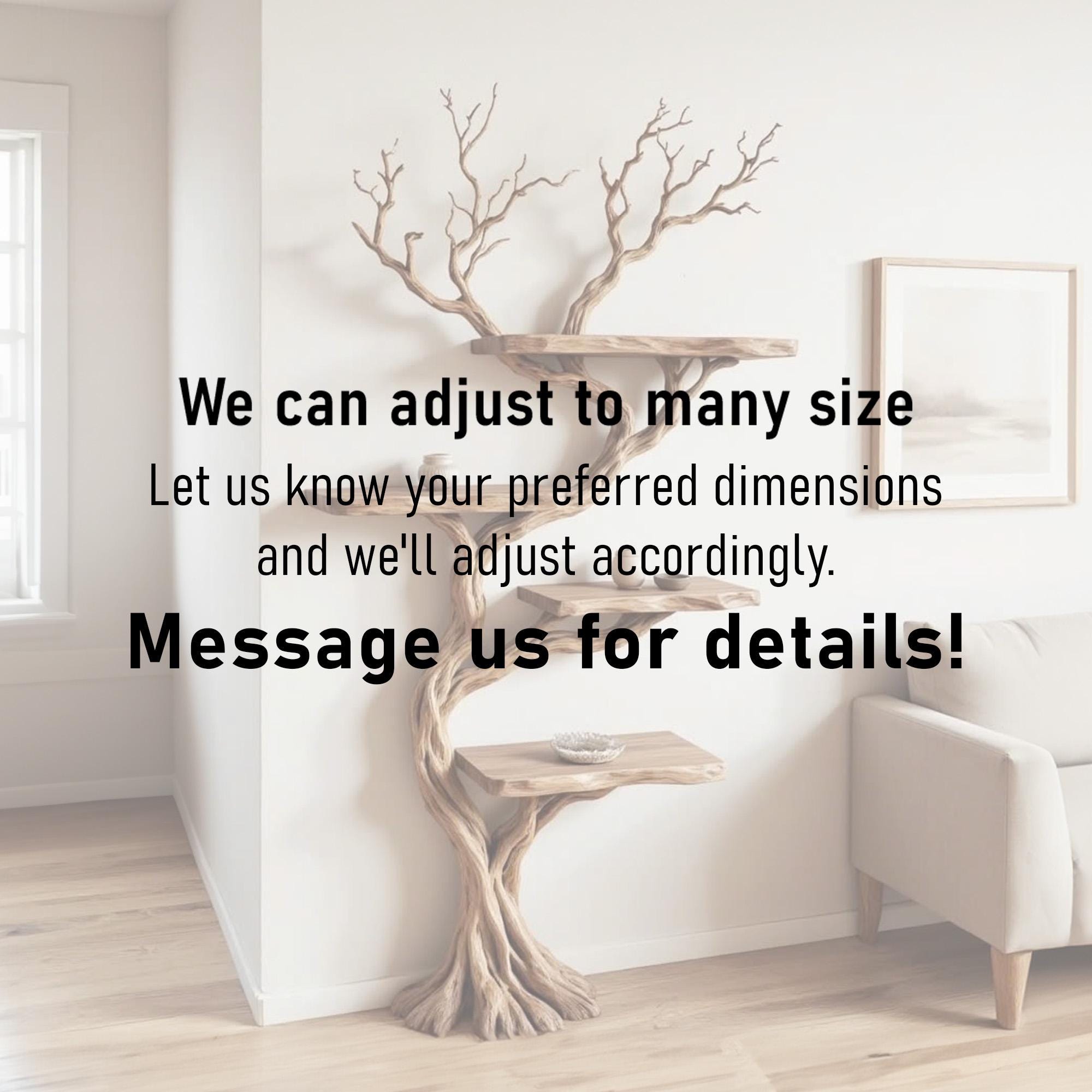 Tree branch bookshelf solid wood floating live edge wood shelves wall mount driftwood carving art rustic decor