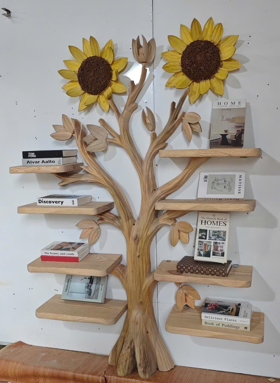 Handmade Tree Branch Bookshelf: Solid Wood, Custom Corner Bookcase