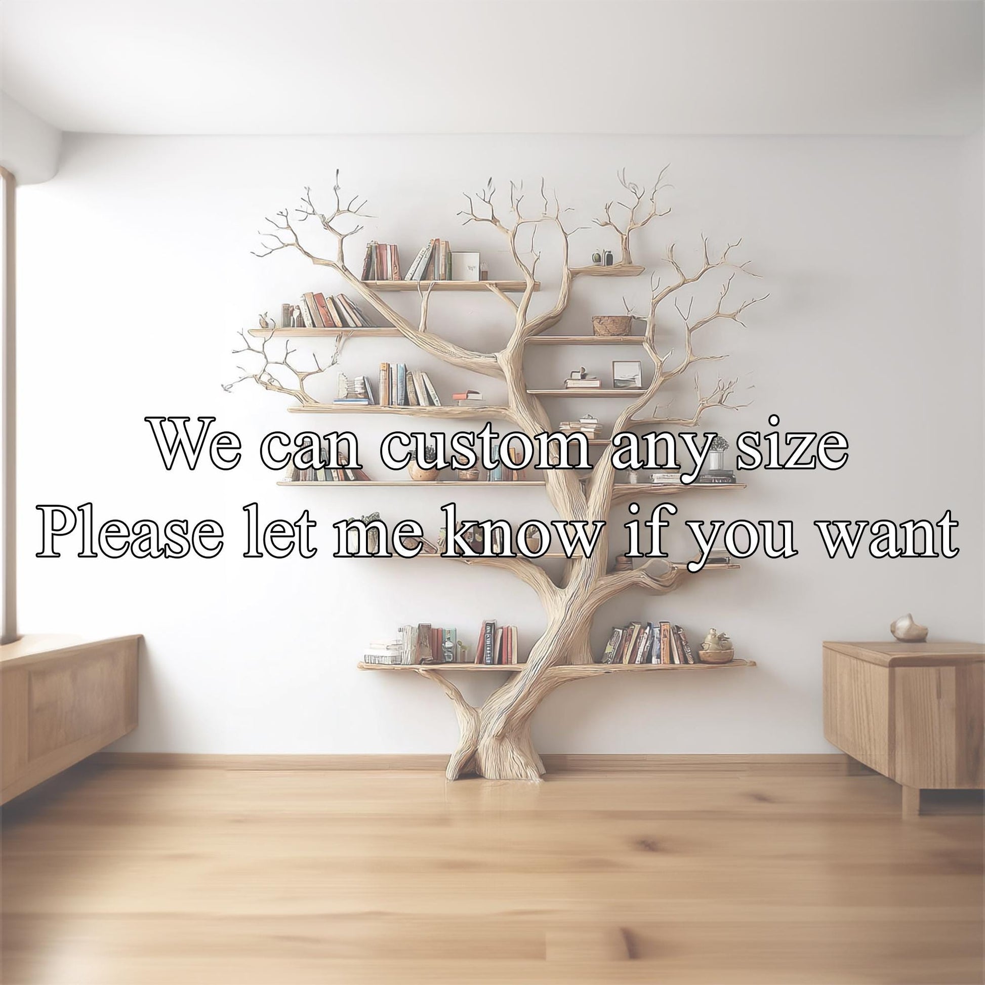 Solid Wood Tree Bookshelf: Rustic Handmade Office Decor