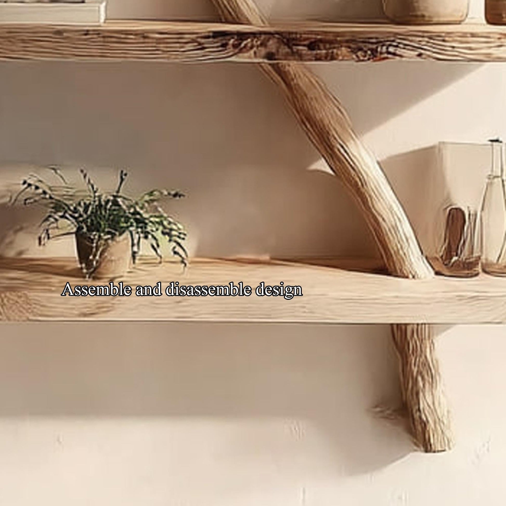 Rustic Driftwood Branch Bookshelf - Live Edge Wood Wall Shelf