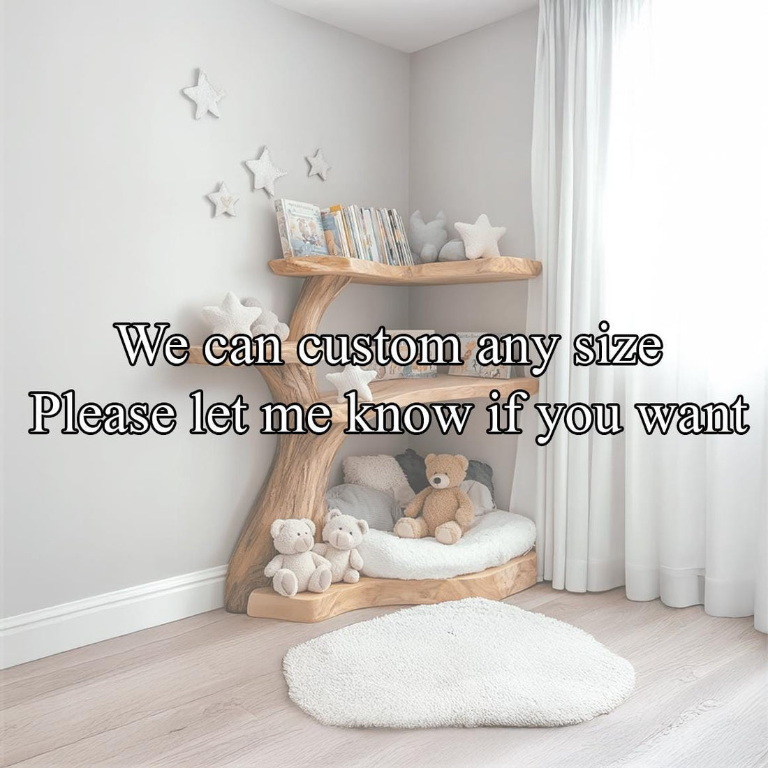 Natural Wood Tree Bookshelf: Handmade Wall Shelf, Home Decor