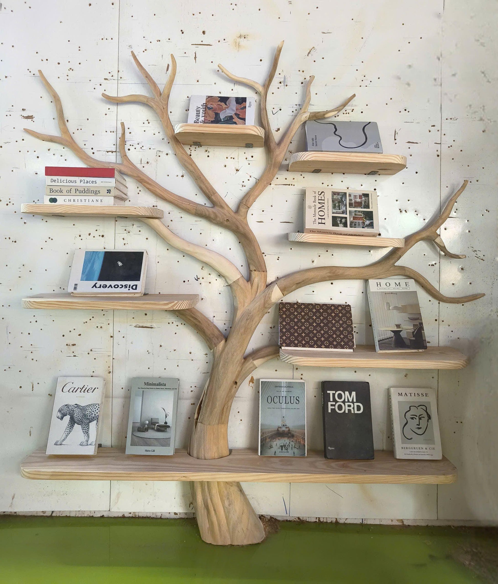 Handmade Tree Branch Bookshelf: Floating Book Holder, Living Room Decor