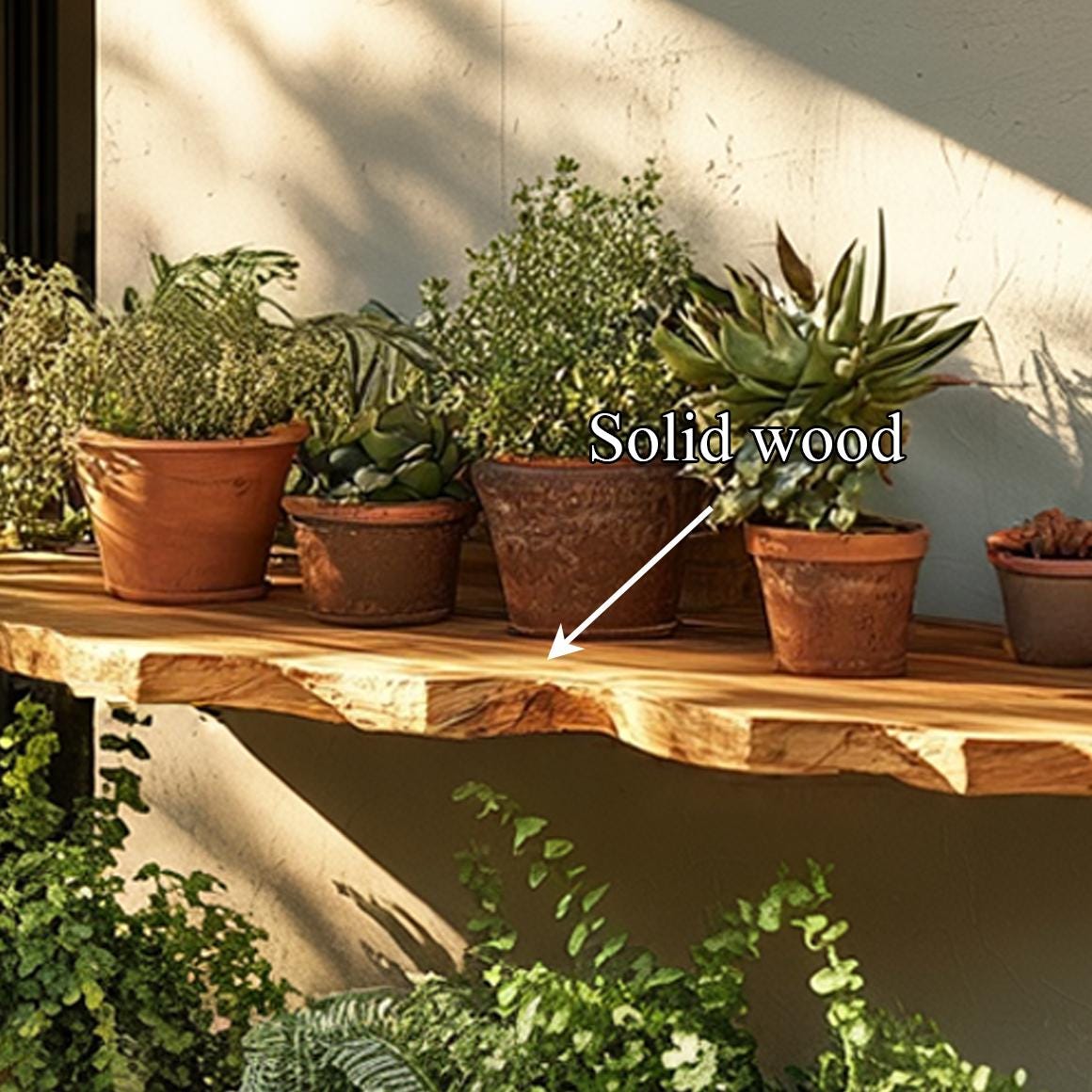 Handcrafted Solid Wood Floating Shelf Farmhouse Garden Furniture Vintage Outdoor Decor