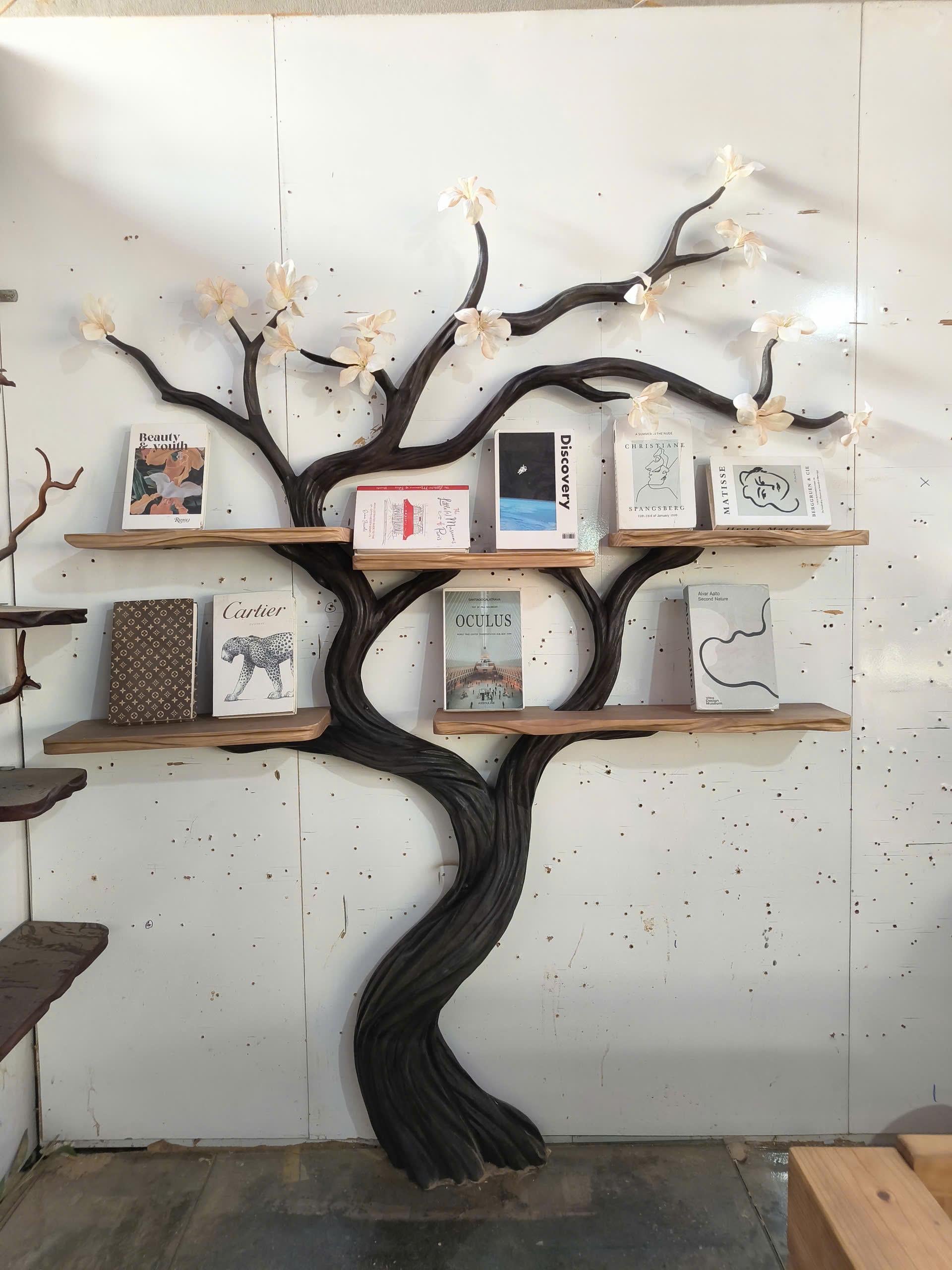 Handcrafted Tree Branch Bookshelf: Custom Wall-Mounted Floating Shelf