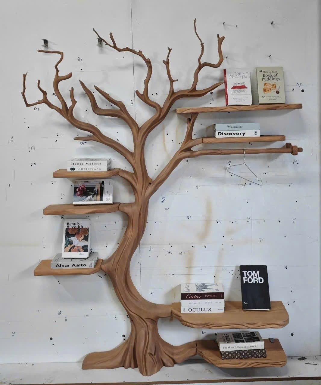 Rustic tree bookshelf solid wood handmade living room decoration tree branch floating corner shelf driftwood natural wooden