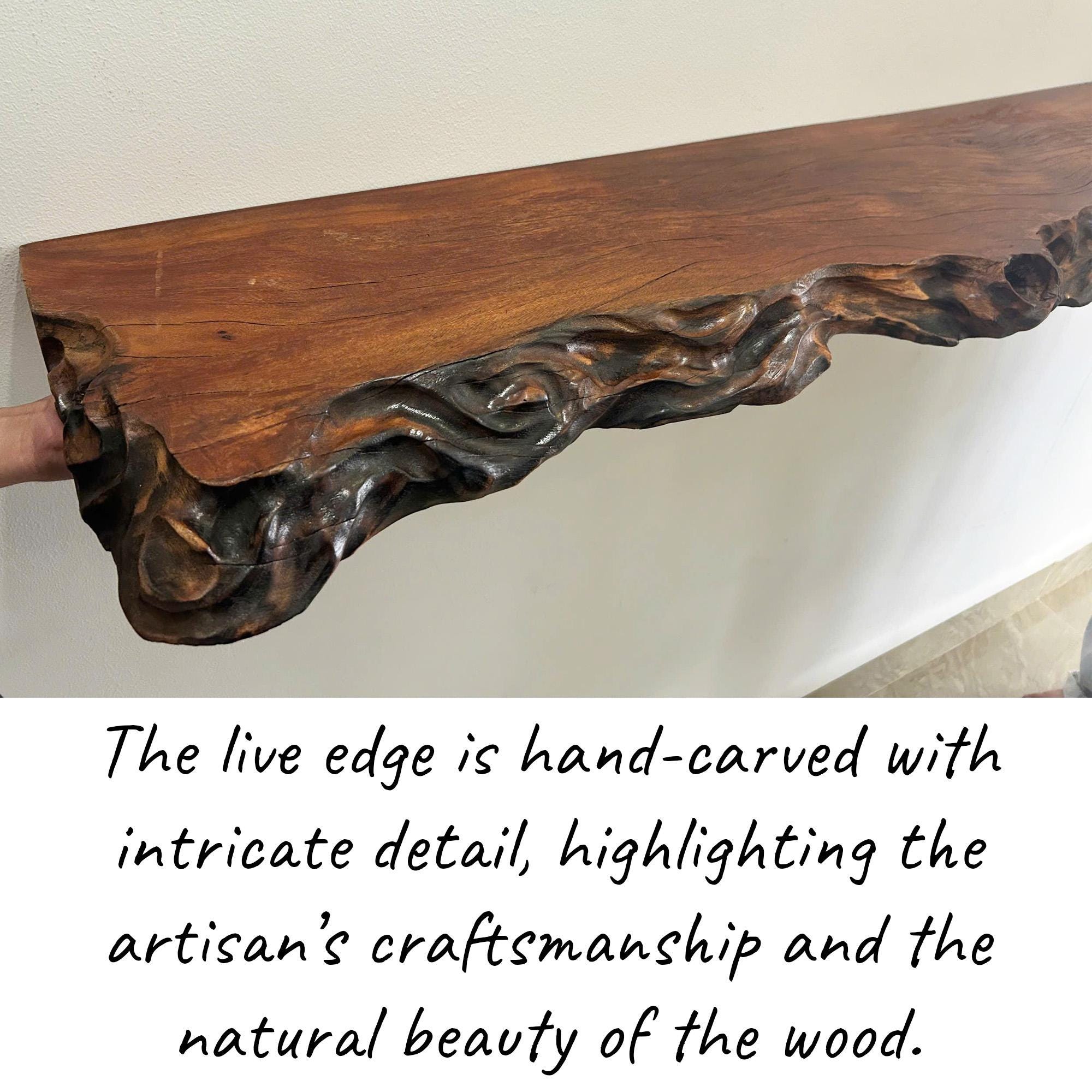 Long floating shelf live edge wood shelves on wall driftwood bookshelf handcrafted bookshelves decoration