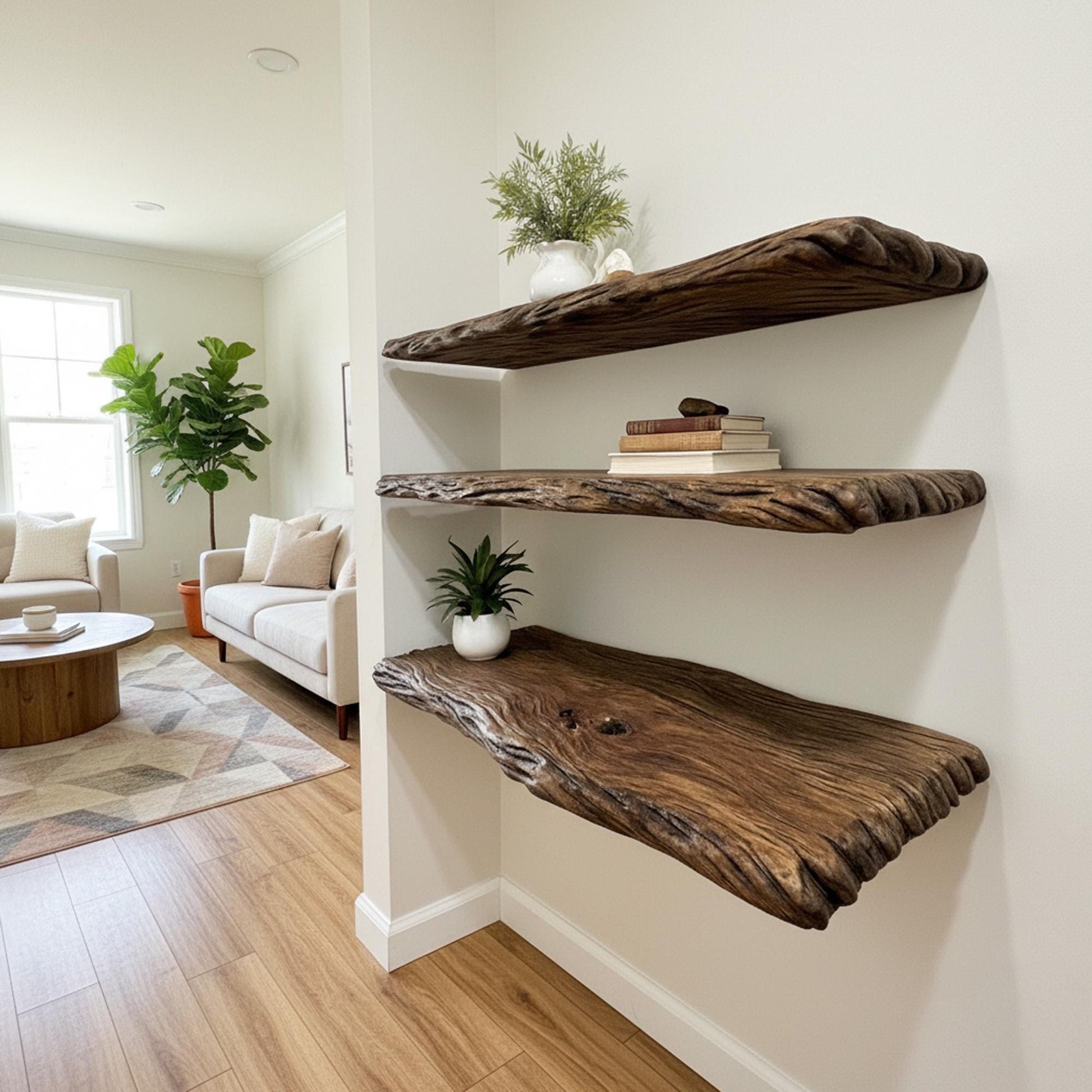 Live edge floating shelf handcrafted carved floating wood shelf wall mounted shelf solid wood hanging floating shelves