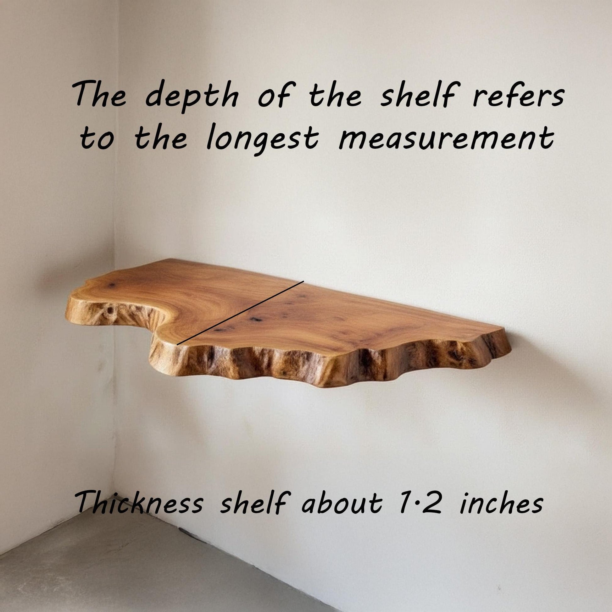 Live edge floating shelf wall mounted bookshelf solid wood display shelves art decor for living room