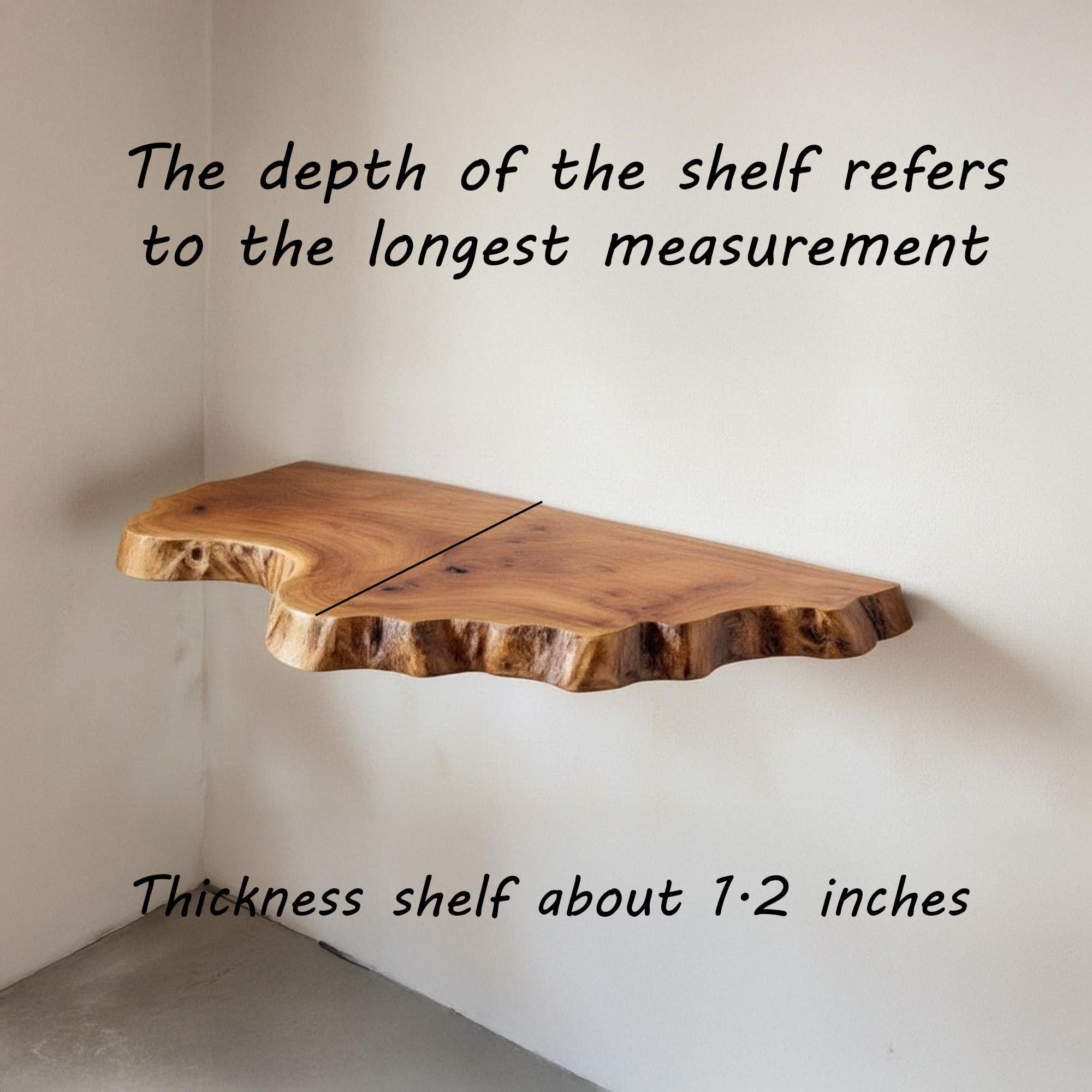 Live edge floating shelf wall mounted bookshelf solid wood display shelves art decor for living room