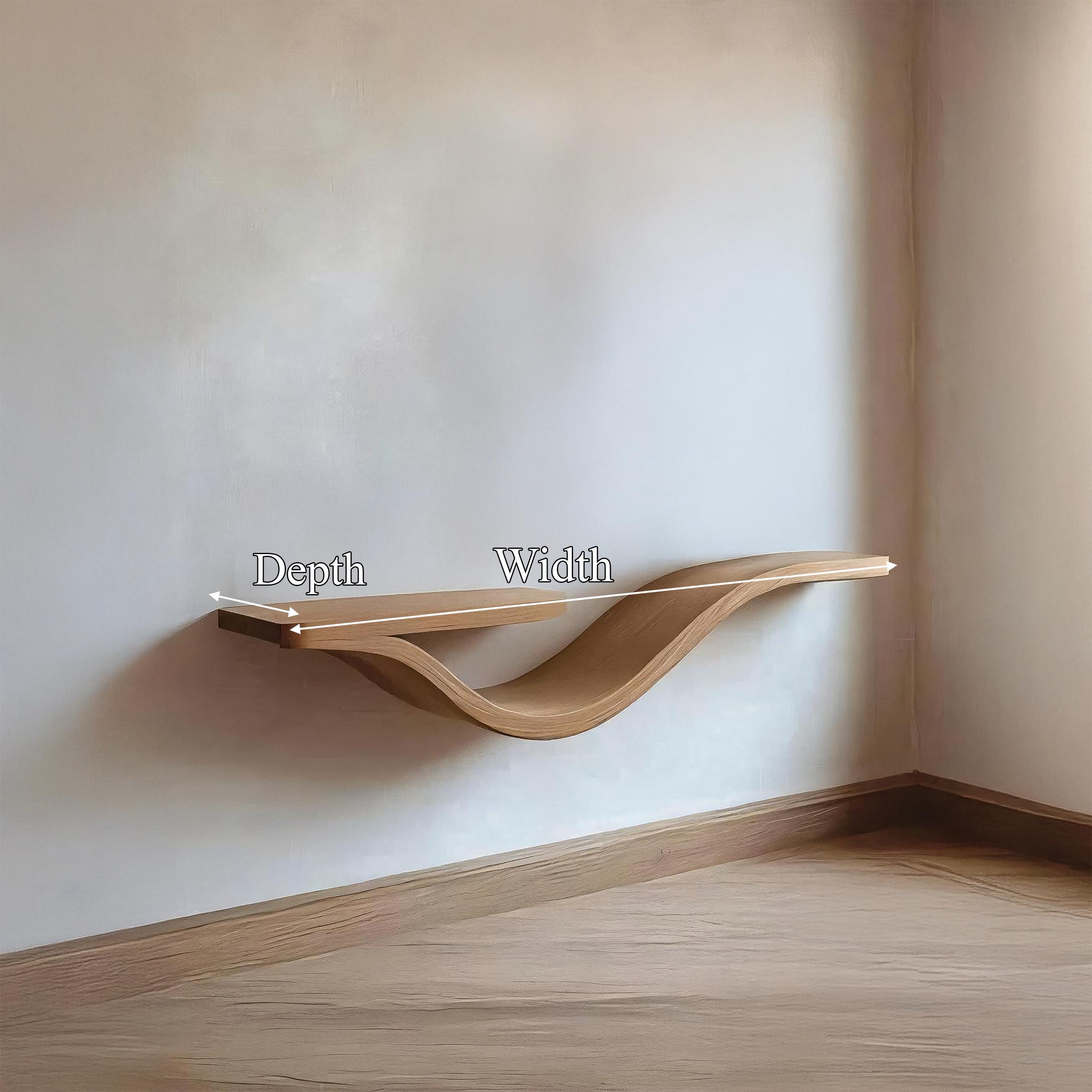 Handcrafted Wavy Floating Shelf Natural Wood Farmhouse Shelf Unique Furniture For Living Room Decor