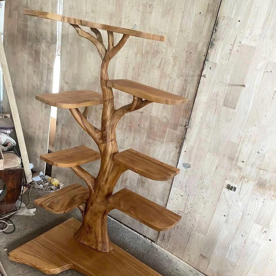 Custom Wood Bookshelf Rustic Bookcase Wall Book Shelf Unique Furniture For Living Room Decor