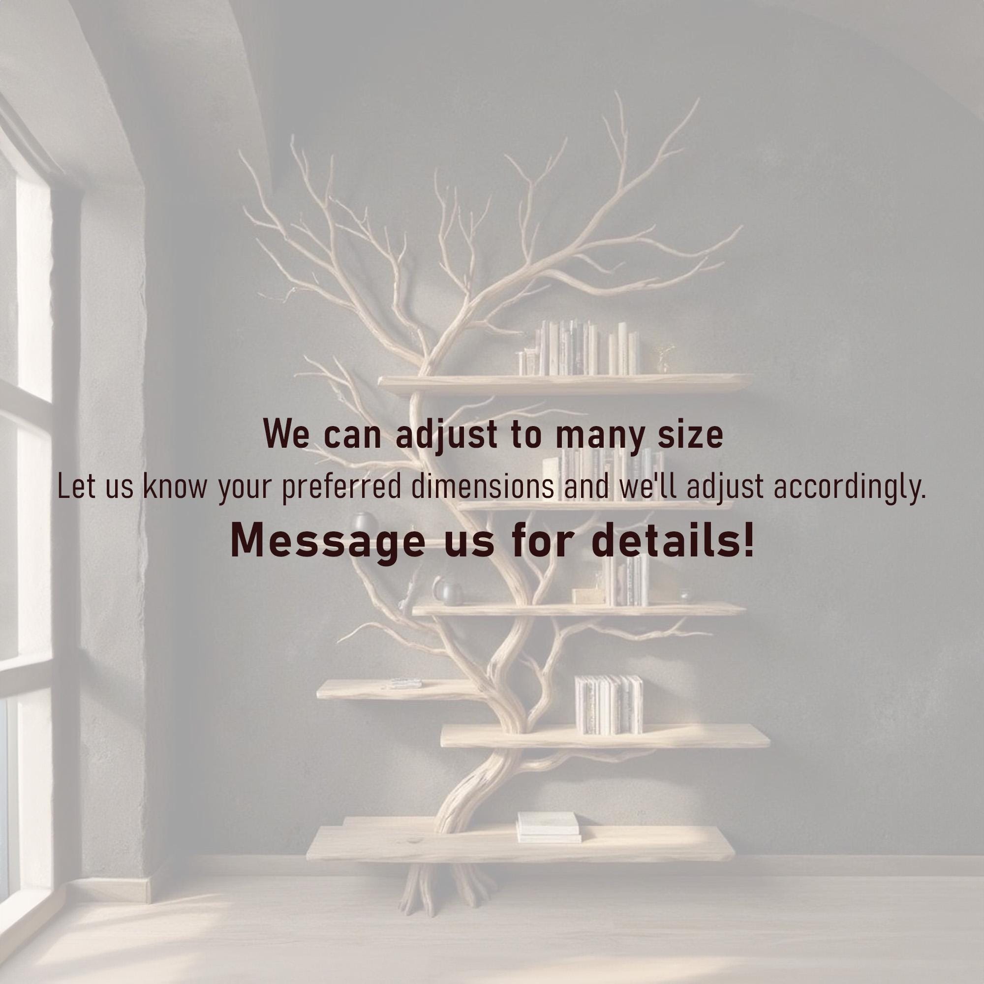 Driftwood tree branch solid wood bookshelf wall mount floating live edge furniture decoration