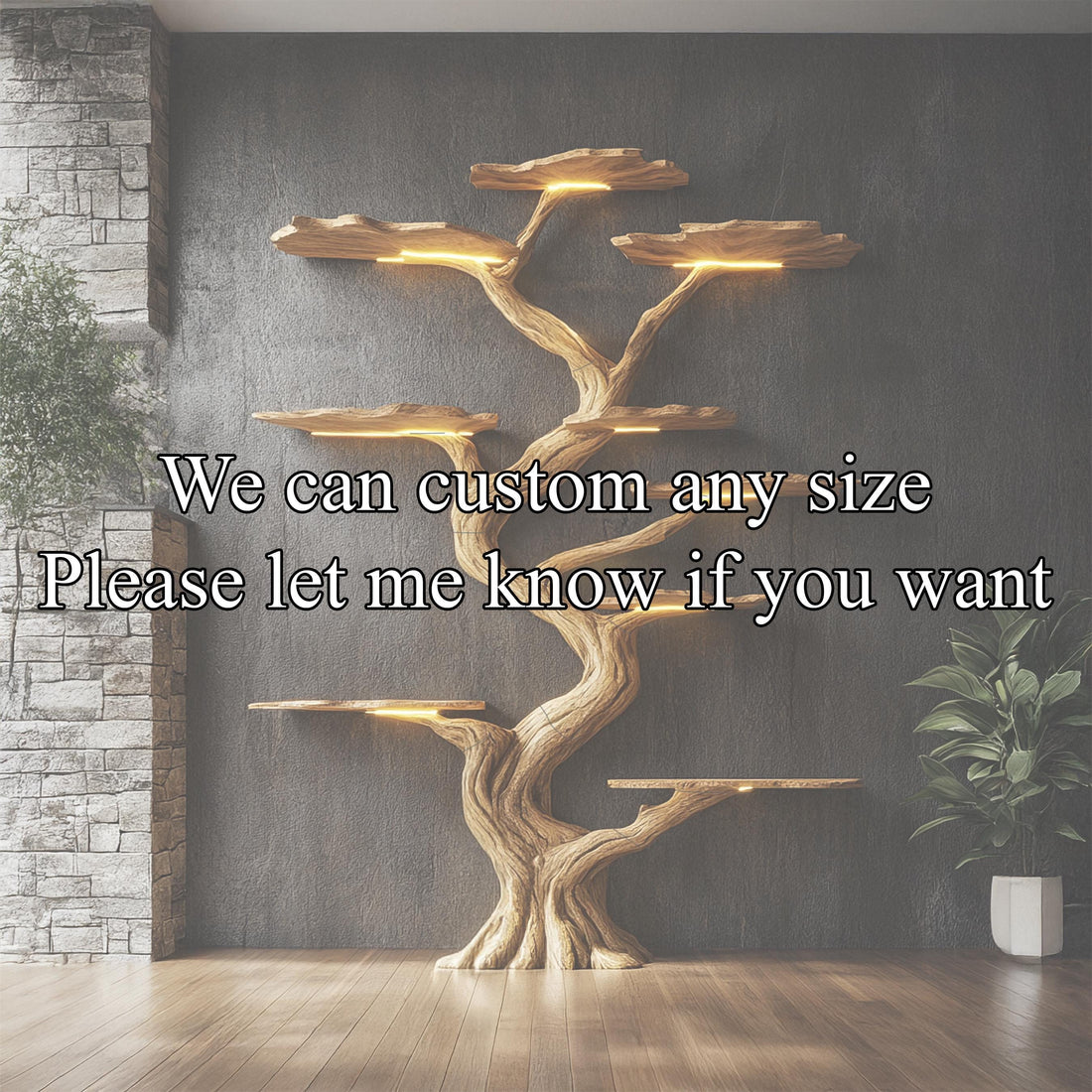 Handmade Wooden Tree Bookshelf - Rustic Wall Decor