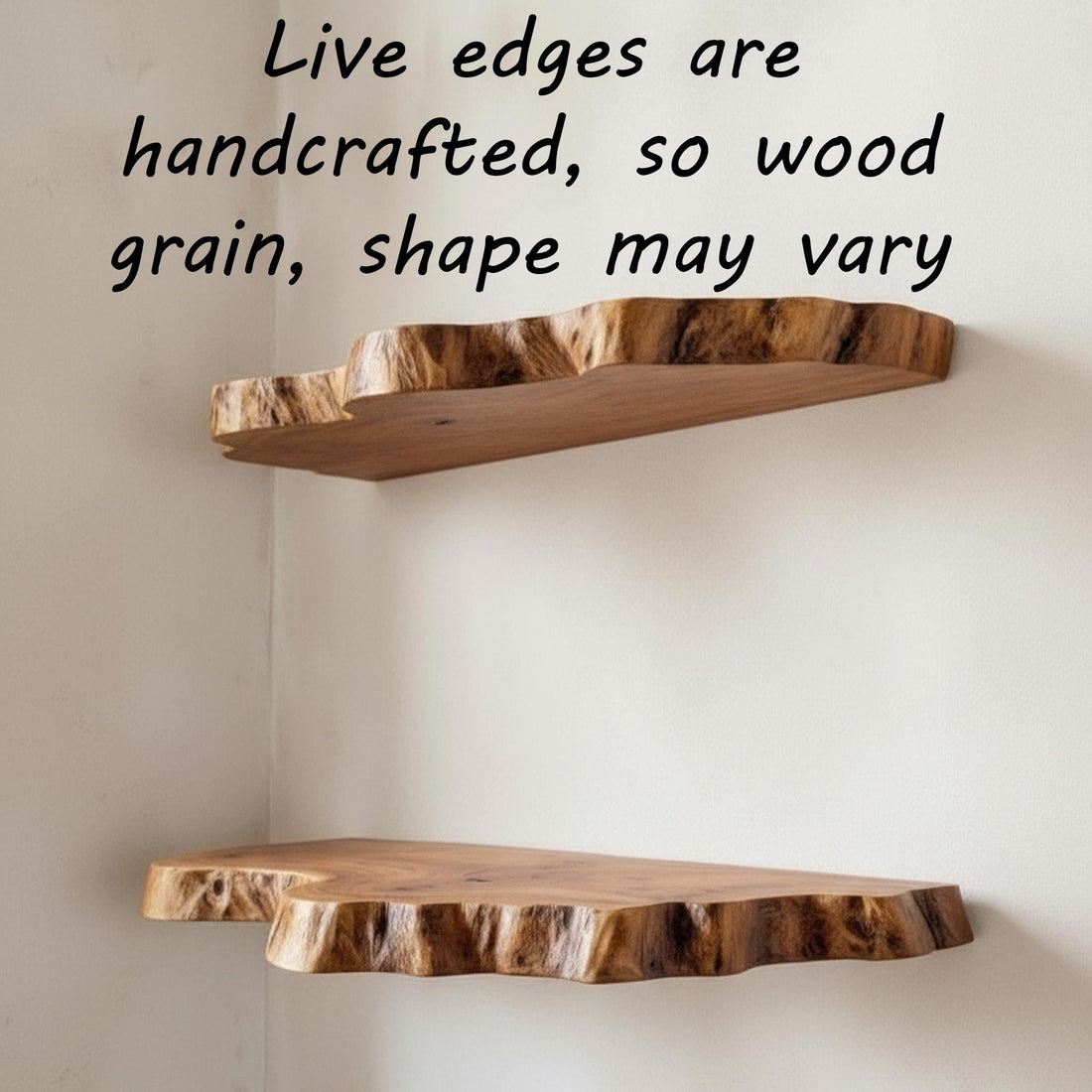 Live edge floating shelf wall mounted bookshelf solid wood display shelves art decor for living room
